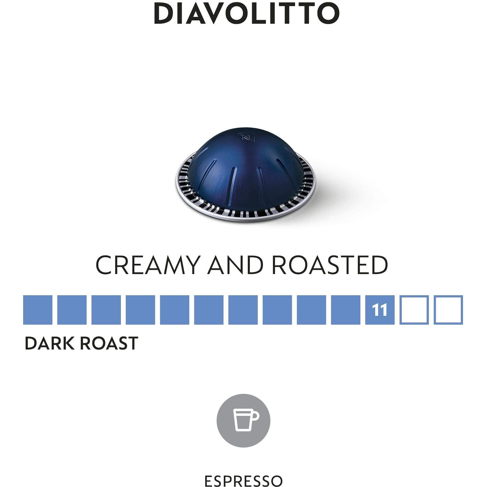 Nespresso Capsules Vertuo, Diavolitto, Dark Roast Espresso, 40-Count Espresso Coffee Pods