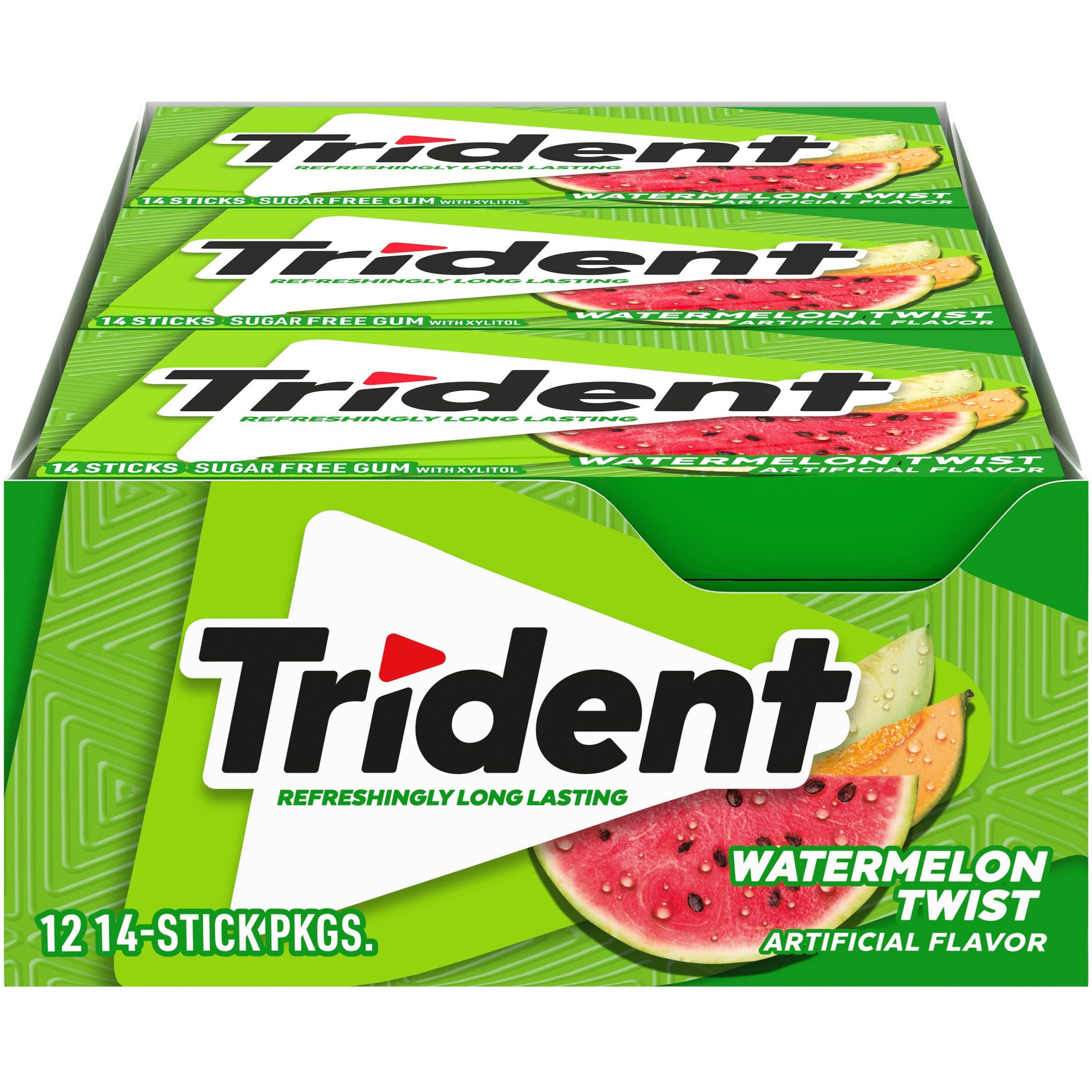 Trident Watermelon Twist Sugar Free Gum, 12 Packs Of 14 Pieces (168 Total Pieces)