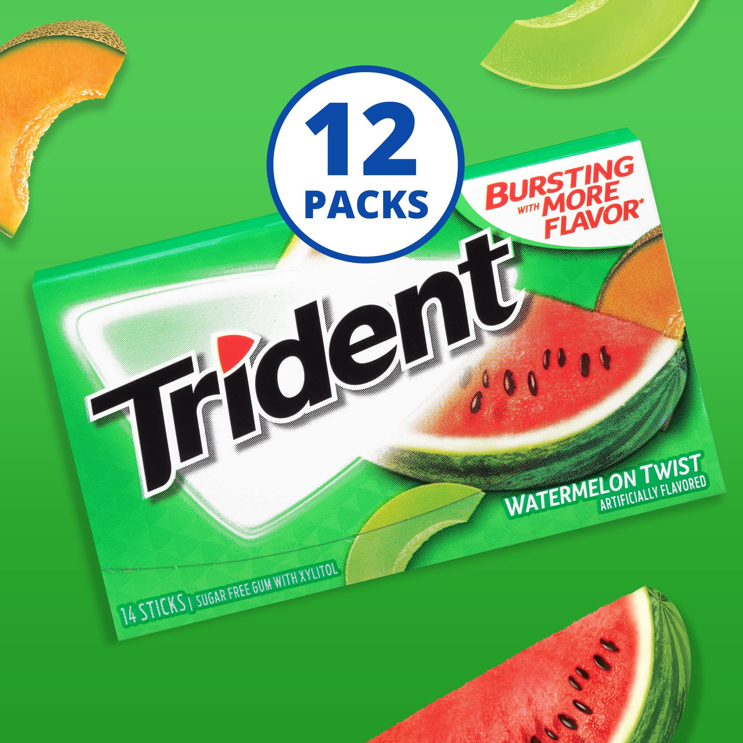 Trident Watermelon Twist Sugar Free Gum, 12 Packs Of 14 Pieces (168 Total Pieces)