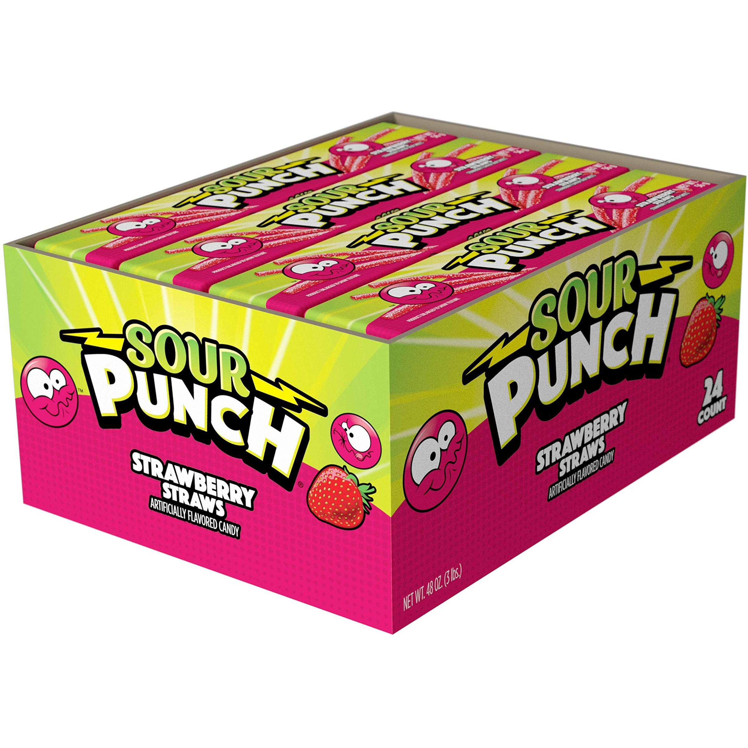 Sour Punch Strawberry Sour Straws 2Oz Tray (Pack Of 24)