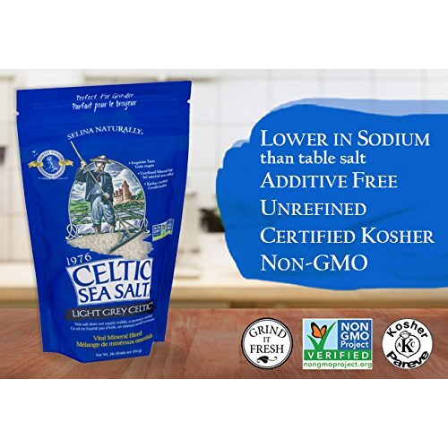 Light Grey Celtic Sea Salt Resealable Bags  Additive-Free, Delicious Sea Salt, Perfect For Cooking, Baking And More - Gluten-Free, Non-Gmo Verified, Kosher And Paleo-Friendly, 16 Ounce (Pack Of 2)