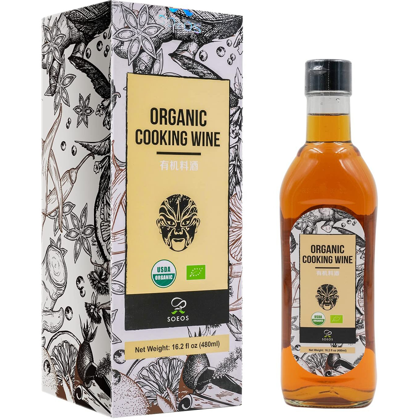 Soeos Organic Cooking Wine, Shaoxing Wine, Chinese Cooking Wine, Rice Cooking Wine, Shaoxing Wine Chinese Cooking Wine,16.2Oz (480Ml)