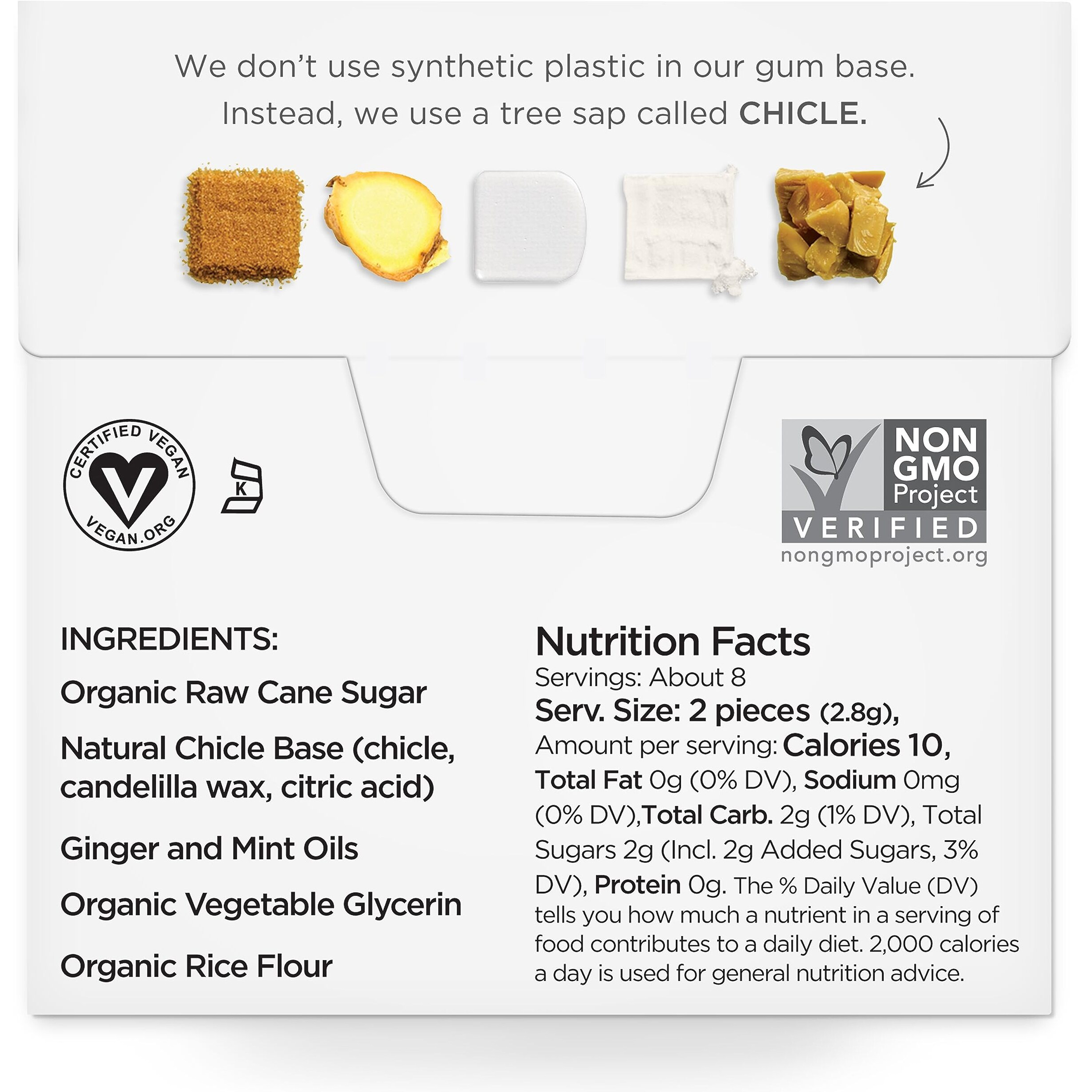 Simply Gum | Ginger | Plant- Based Chewing Gum | Pack Of Six (90 Pieces Total) | Synthetic Free + Aspartame Free + Non Gmo