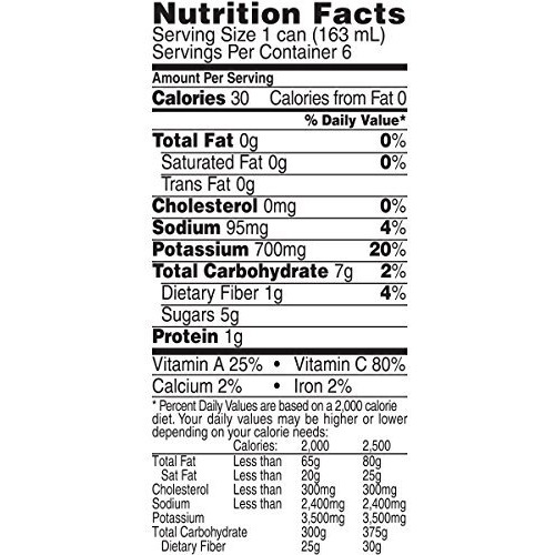 V8 Low Sodium Original 100% Vegetable Juice, 5.5 Fl Oz - 6 Count (Pack Of 4)
