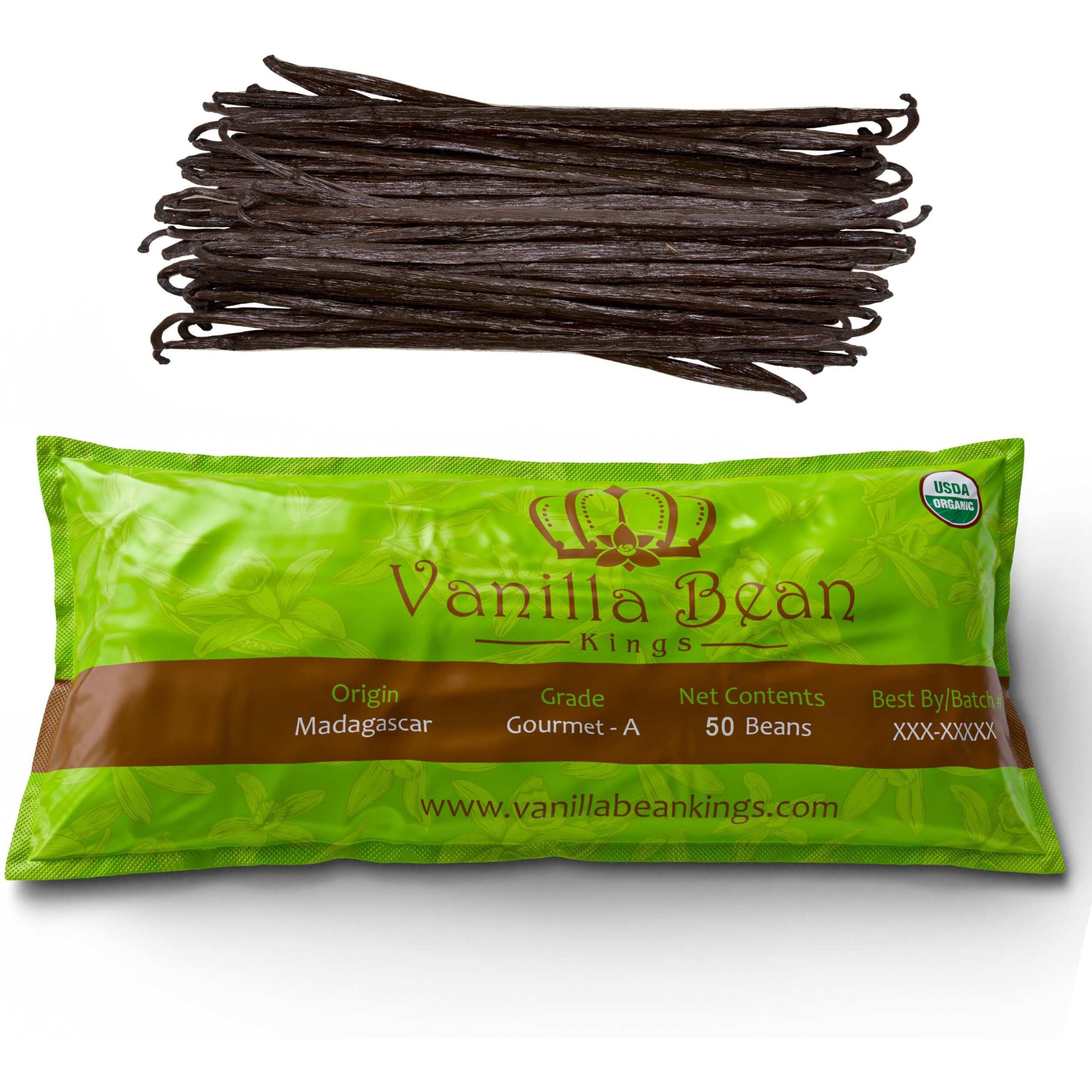 50 Organic Madagascar Vanilla Beans. Whole Grade A Vanilla Pods For Vanilla Extract And Baking