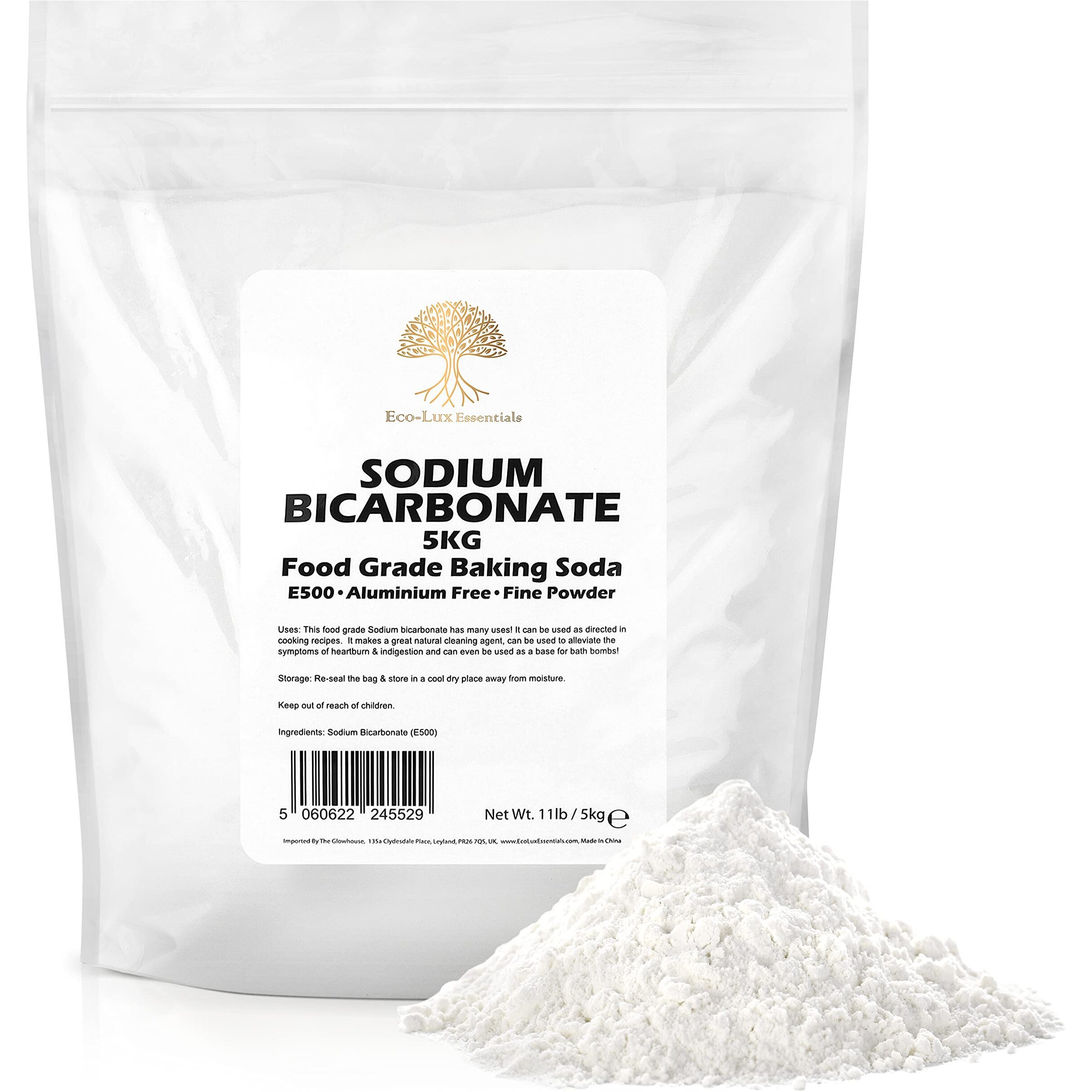 Pure Baking Soda, Sodium Bicarbonate (11 Lbs.) Food Grade For Cleaning, Baking, Bath Bombs And Teeth