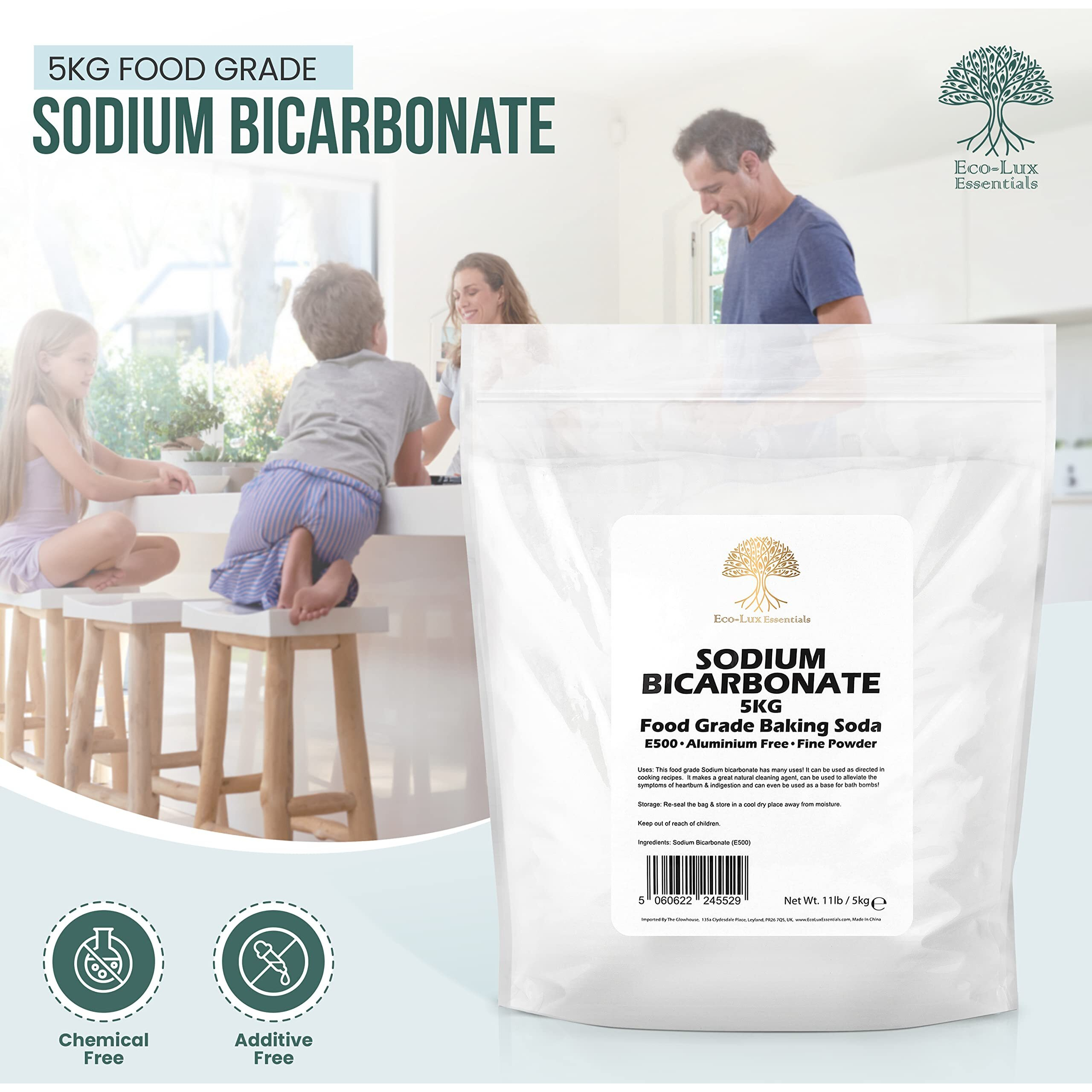 Pure Baking Soda, Sodium Bicarbonate (11 Lbs.) Food Grade For Cleaning, Baking, Bath Bombs And Teeth