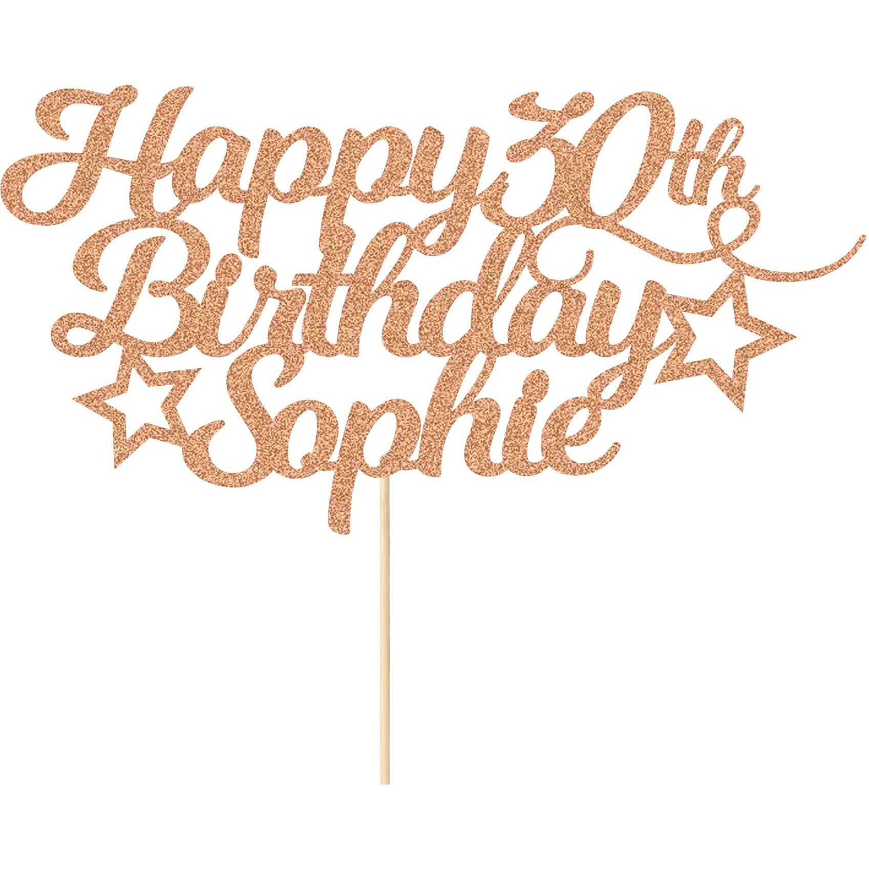 Personalized Happy Birthday Cake Topper Customized With Any Age Name Party Cake Decoration 16 18 21 40 60 Double Sided Glitter Card Rose Gold