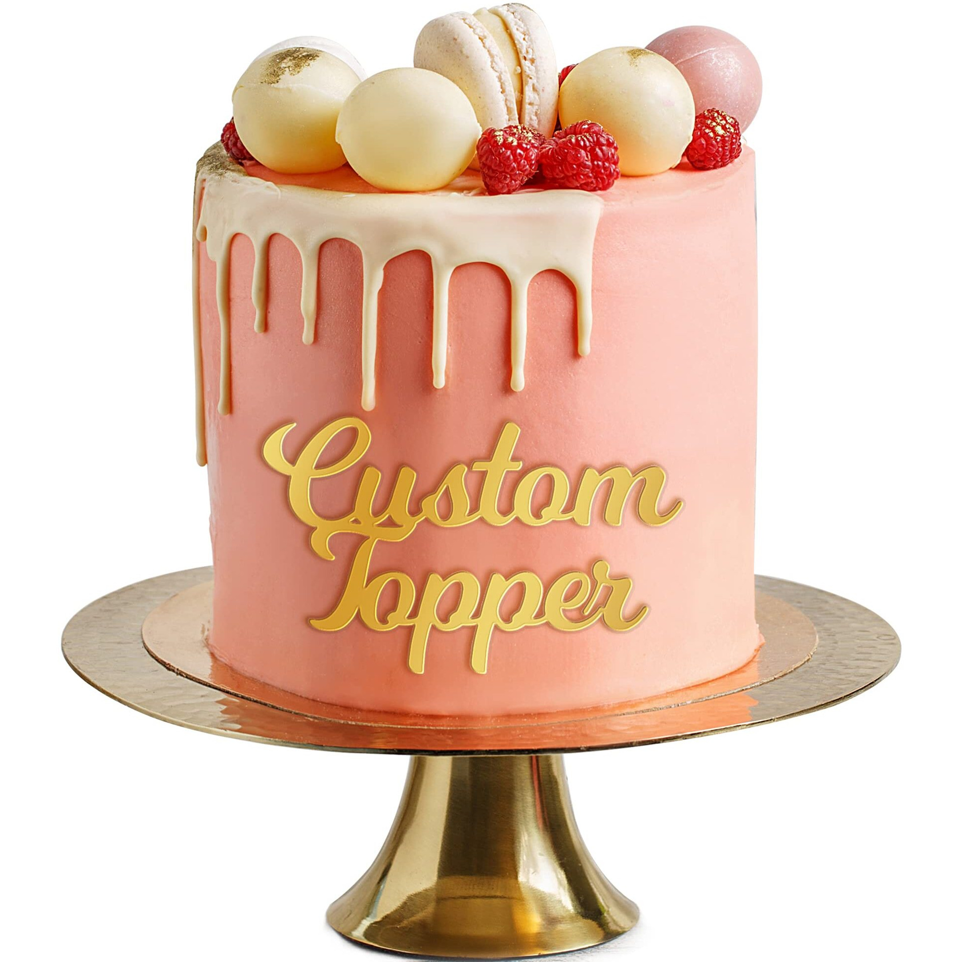 Personalized Cake Topper For Birthday Wedding With Any Text Numbers Mirror Acrylic Cake Toppers Cake Decoration For Birthday Anniversary Baby Shower Graduation (Gold)