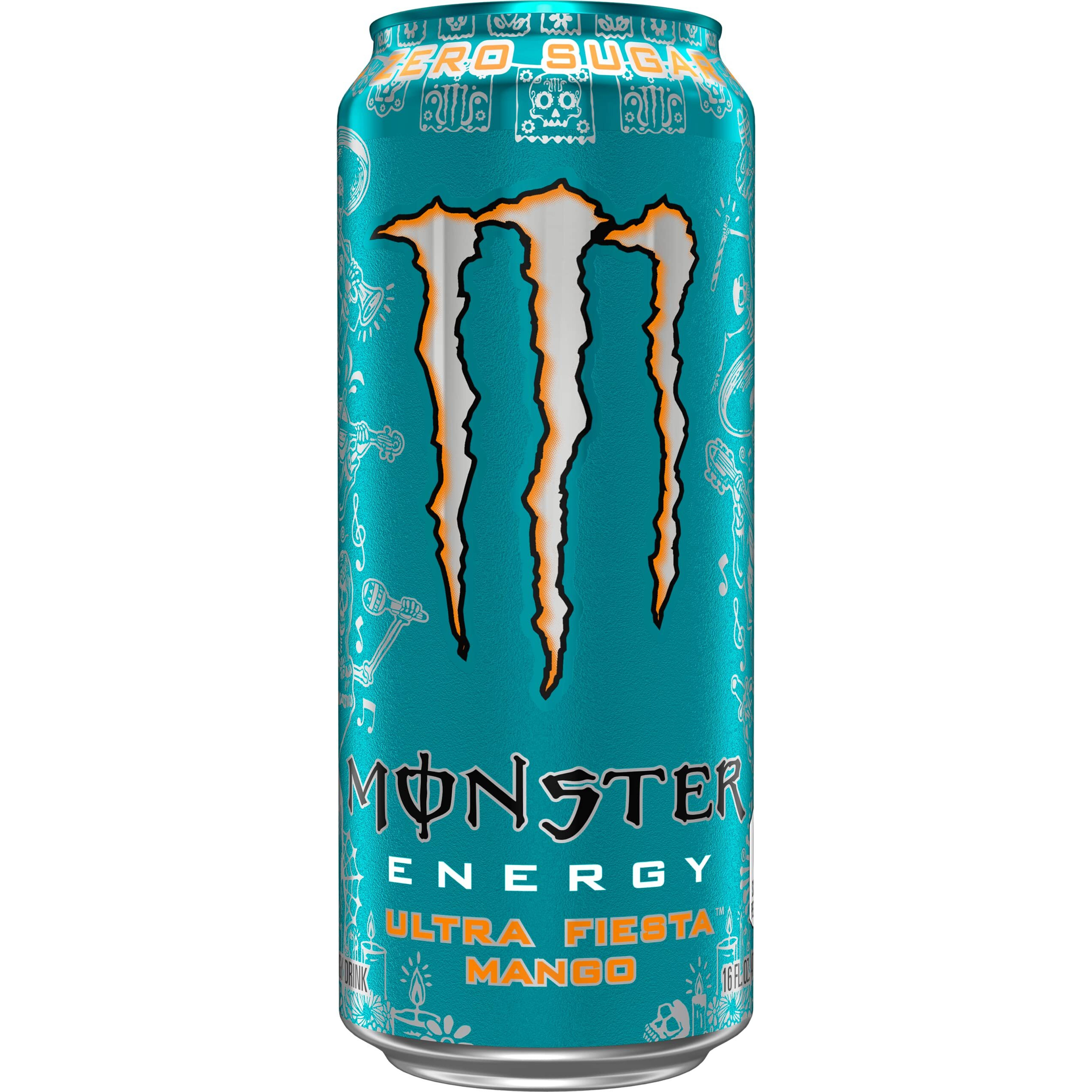 Monster Energy Ultra Fiesta Mango, Sugar Free Energy Drink, 16 Ounce (Pack Of 24)
