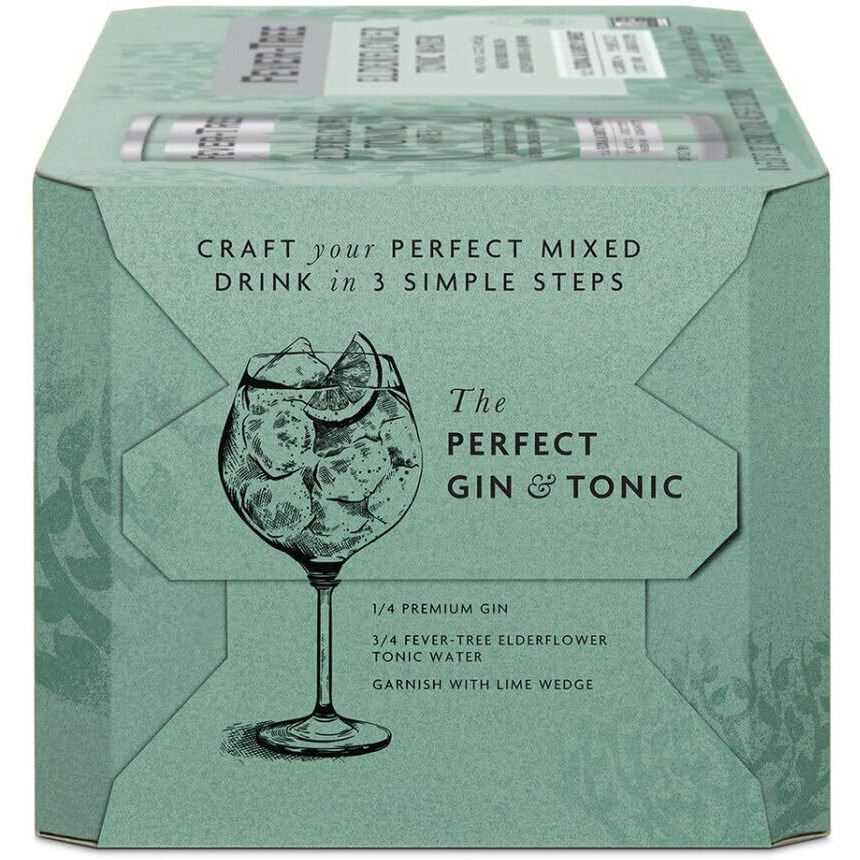 Fever Tree Elderflower Tonic Water - Premium Quality Mixer - Refreshing Beverage For Cocktails & Mocktails. Naturally Sourced Ingredients, No Artificial Sweeteners Or Colors - 150 Ml Cans - Pack Of 8
