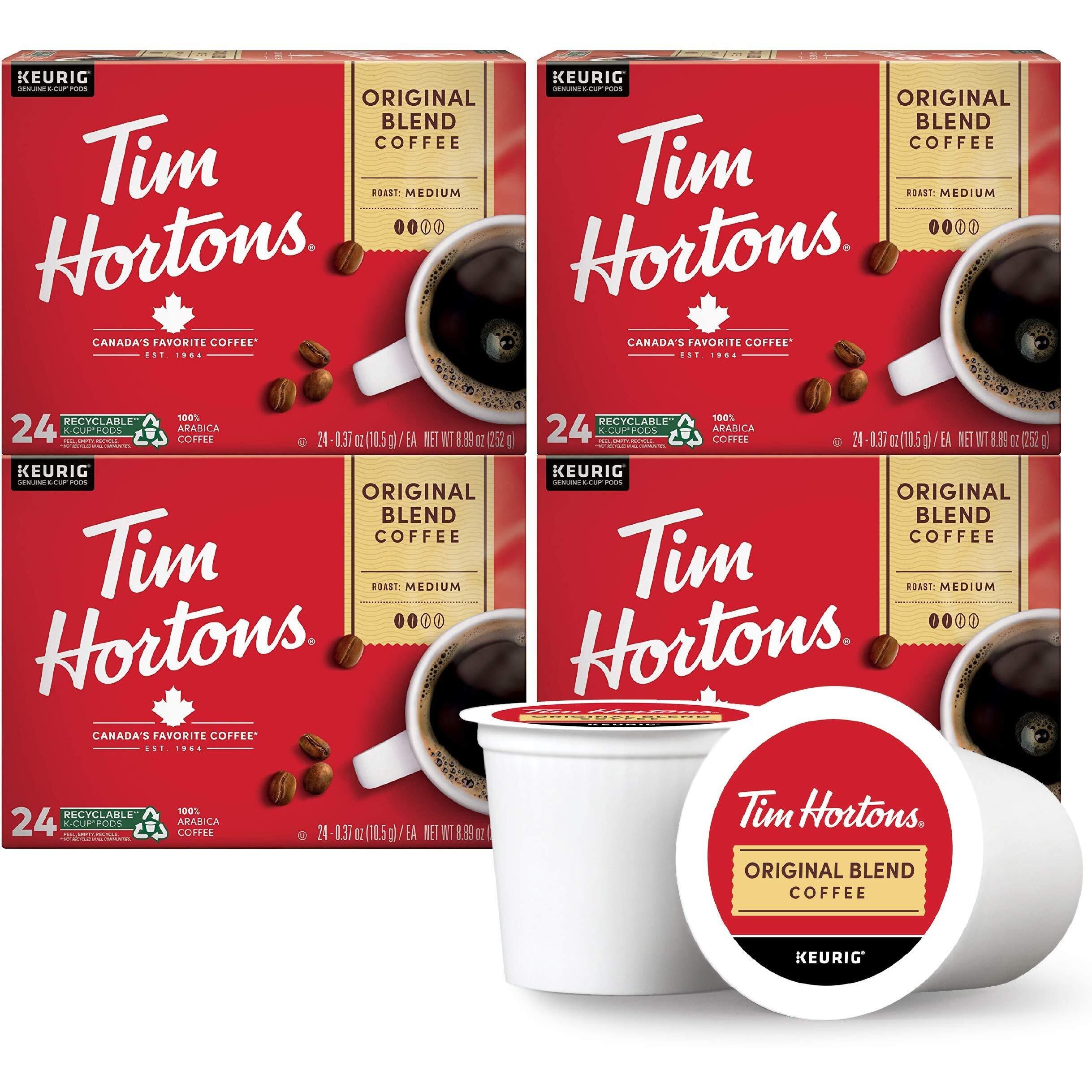 Tim Hortons Original Blend, Medium Roast Coffee, Single-Serve K-Cup Pods Compatible With Keurig Brewers, 96Ct K-Cups, Red