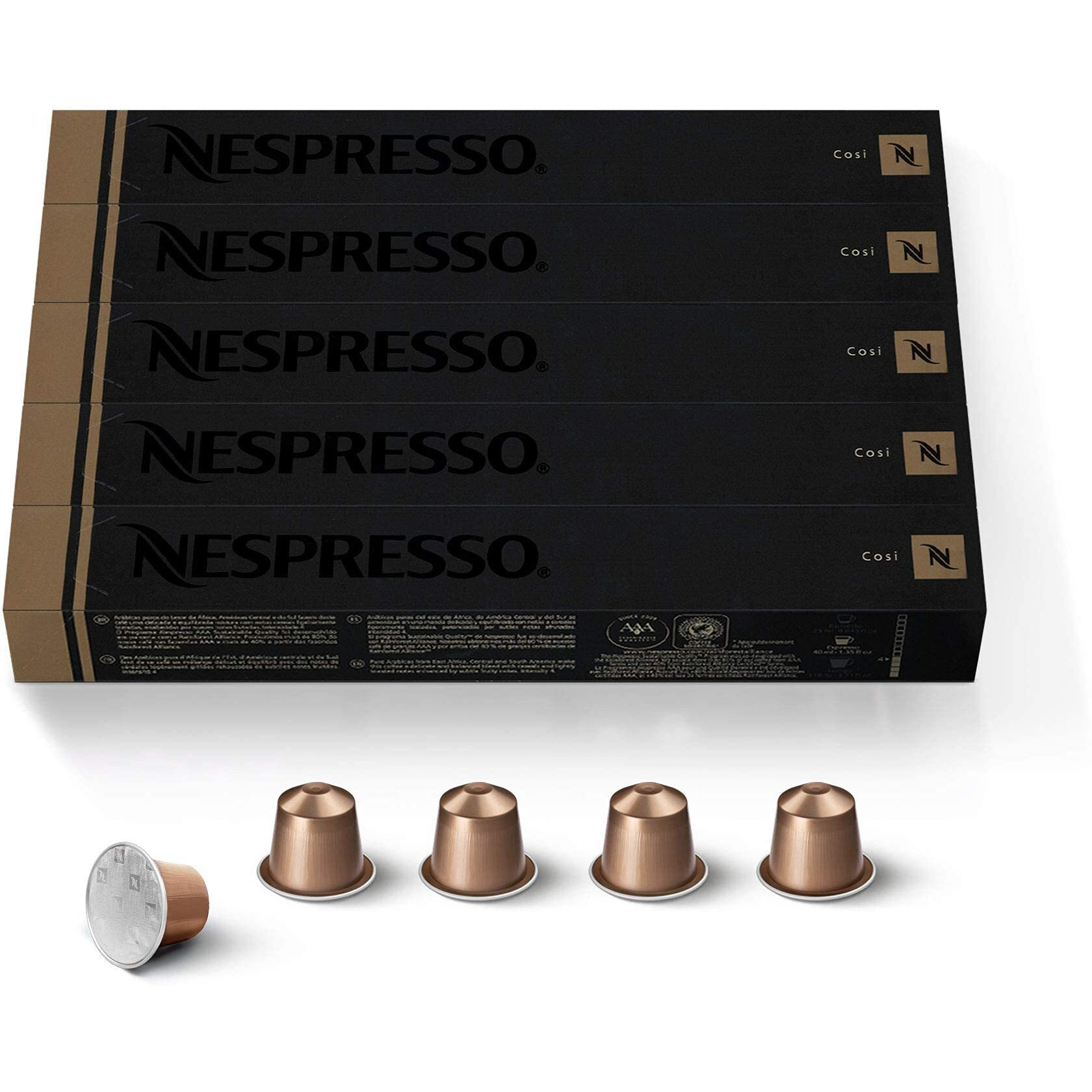 Nespresso Capsules Originalline, Cosi, Mild Roast Espresso Coffee, 50 Count Coffee Pods, Brews 1.35Oz (Original Line Only)