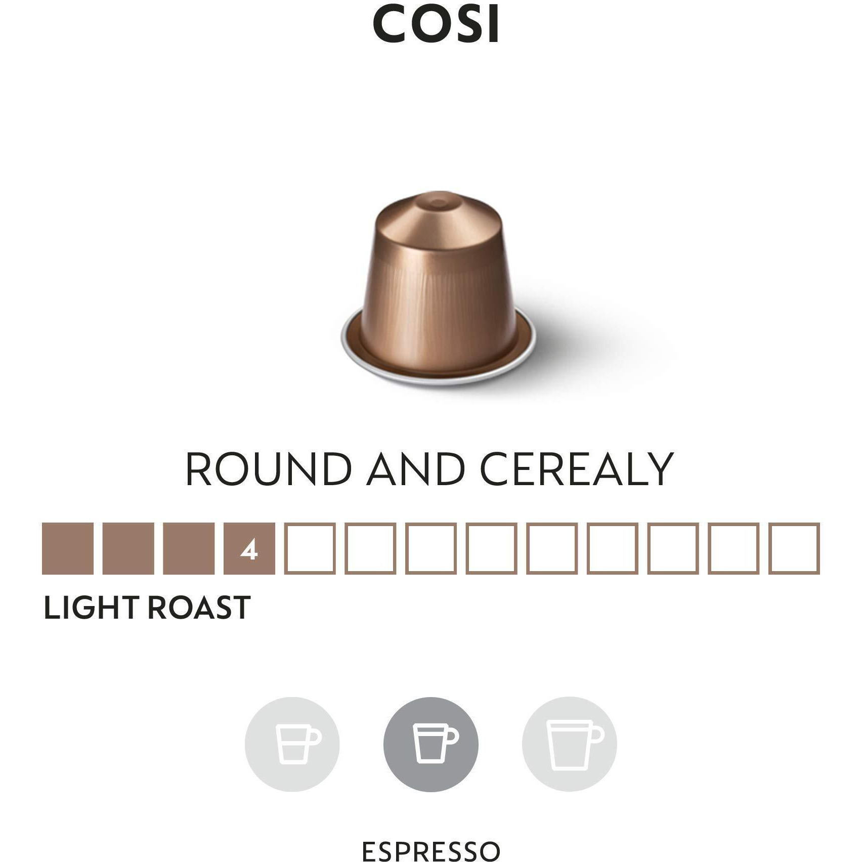 Nespresso Capsules Originalline, Cosi, Mild Roast Espresso Coffee, 50 Count Coffee Pods, Brews 1.35Oz (Original Line Only)