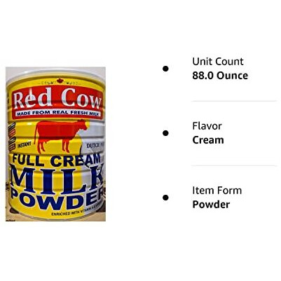 Red Cow Full Cream Milk Powder 2.5 Kg (5.5Lb), Made From Real Fresh Milk, Product Of Netherlands.