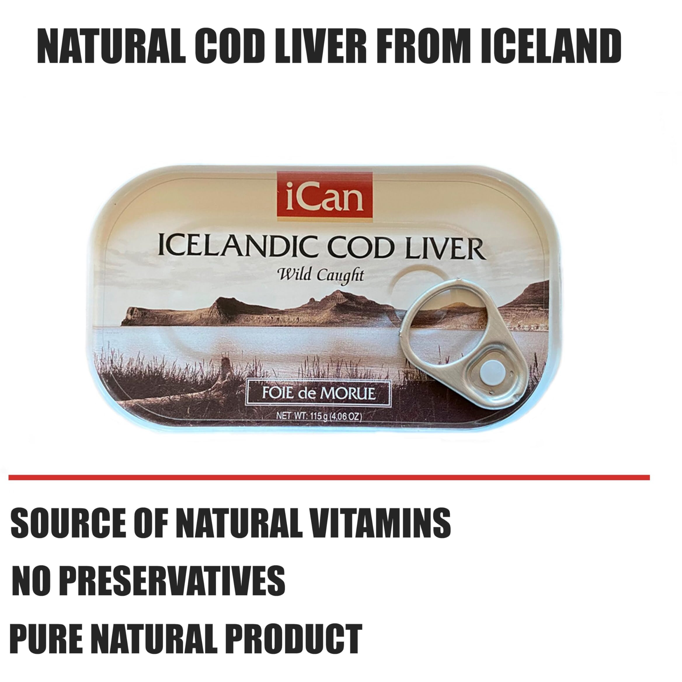 Icelandic Cod Liver Wild Caught (Foie De Morue) Slice 4Oz. (Pack Of 12 Cans)