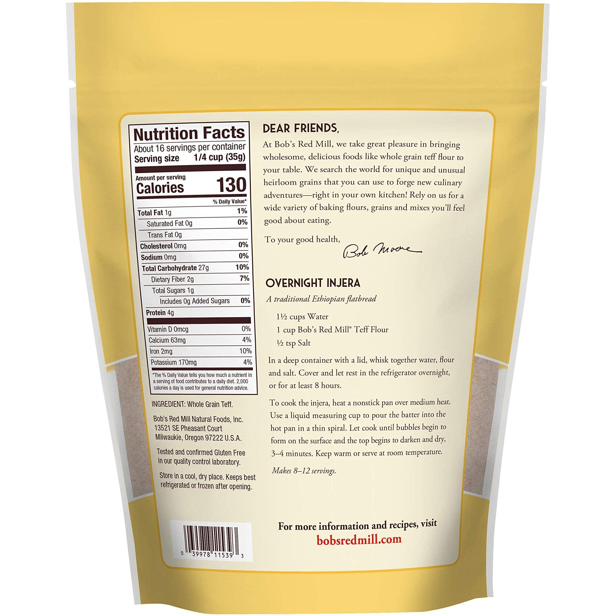 Bob's Red Mill Teff Flour, 20 Oz (Pack Of 1)