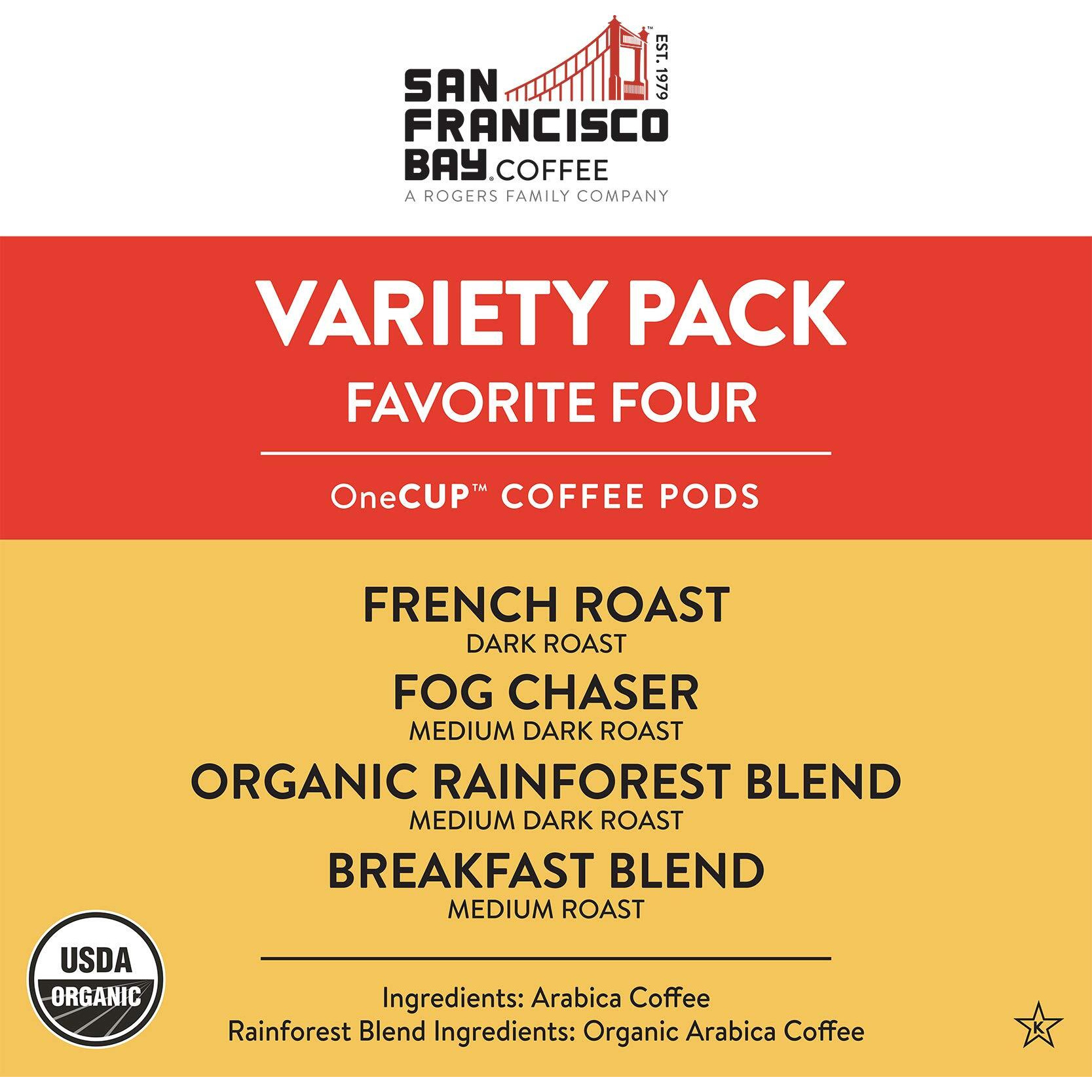 San Francisco Bay Compostable Coffee Pods - Original Variety Pack (80 Ct) K Cup Compatible Including Keurig 2.0, French, Breakfast, Fog, Organic Rainforest