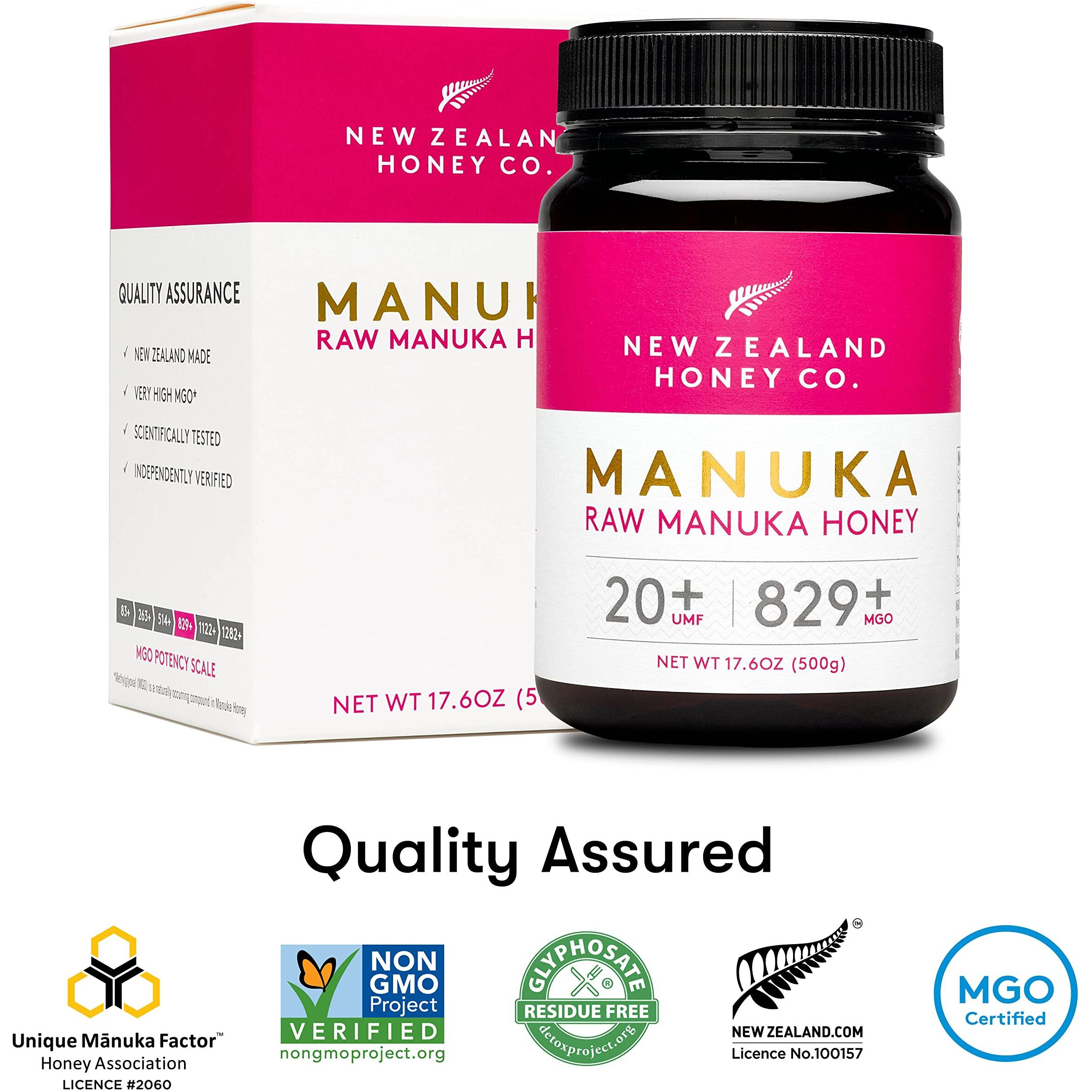 New Zealand Honey Co. Raw Manuka Honey Umf 20+ | Mgo 829+, Umf Certified / 17.6Oz