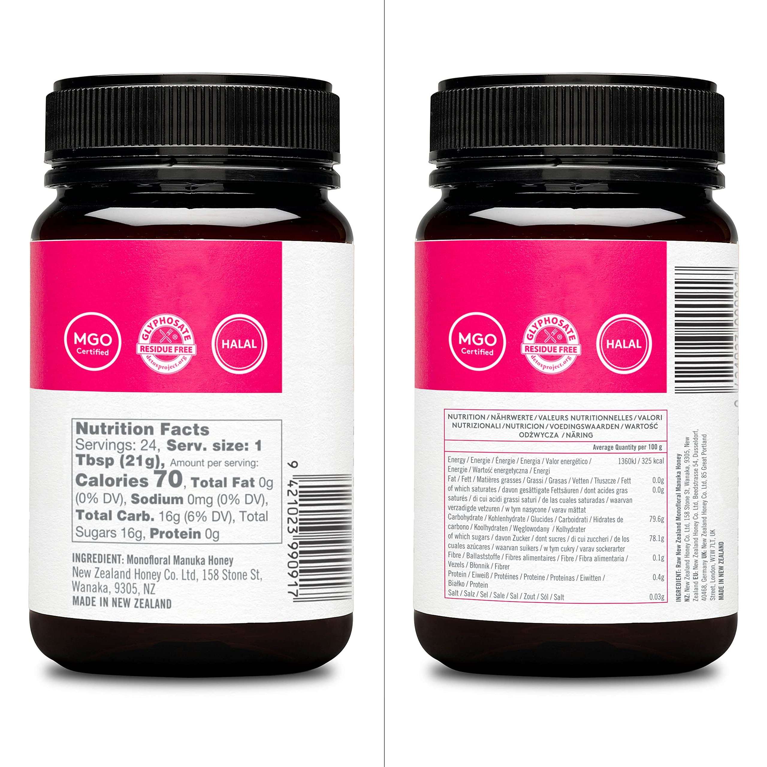 New Zealand Honey Co. Raw Manuka Honey Umf 20+ | Mgo 829+, Umf Certified / 17.6Oz