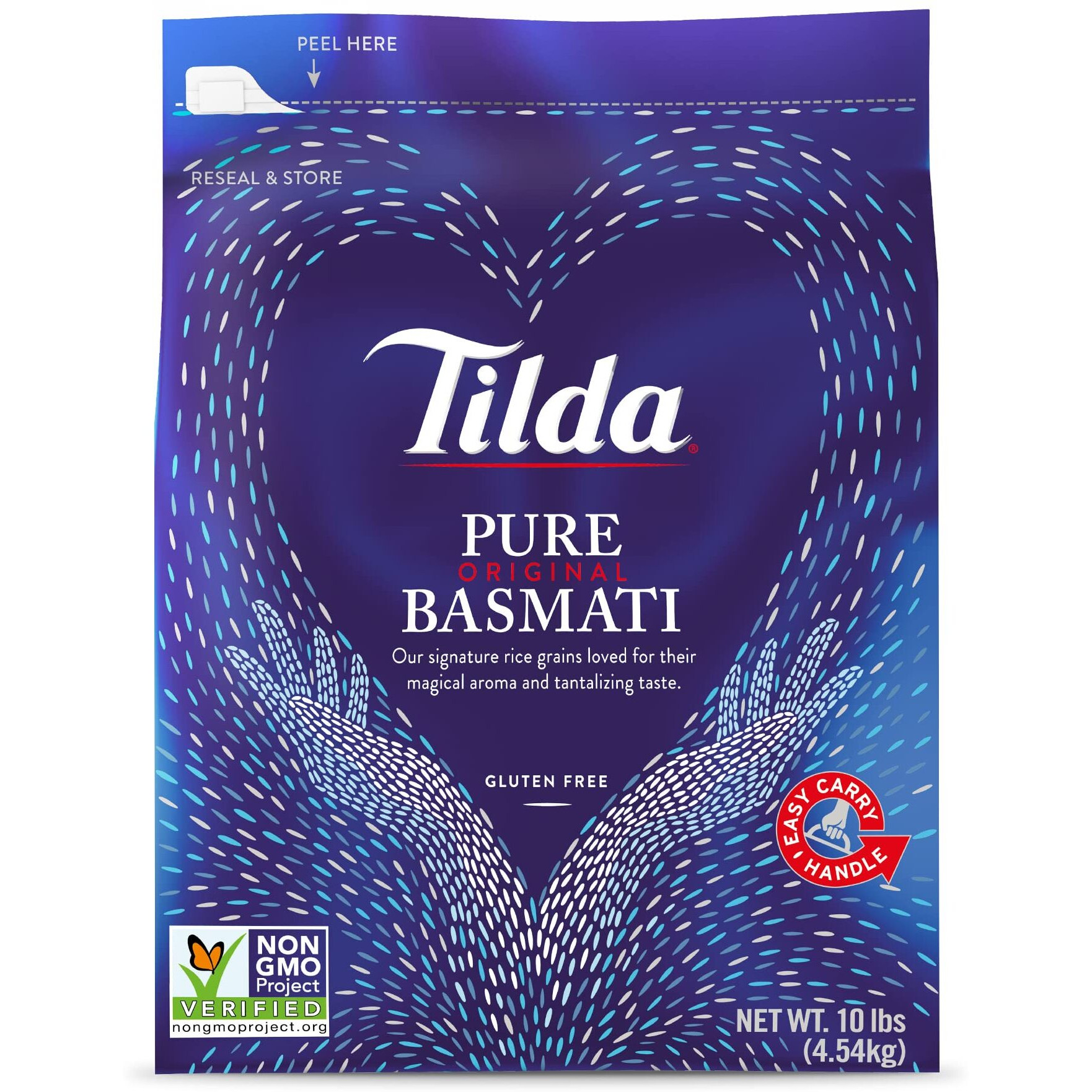 Tilda Pure Basmati Rice, Premium Aromatic And Authentic Rice, Large Resealable Bag, 10-Pound Bag,White