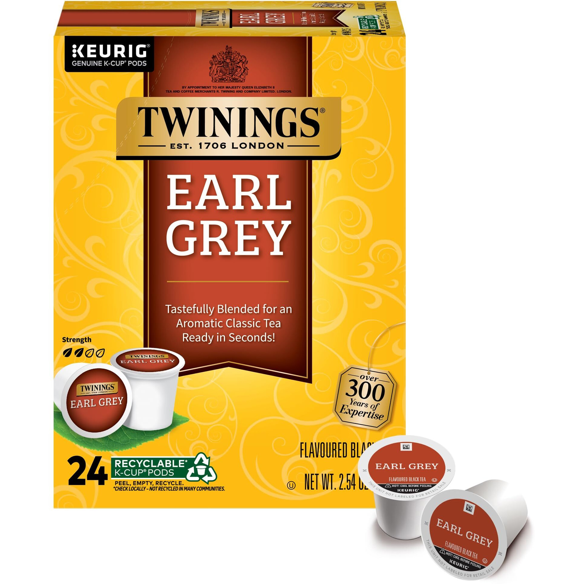 Twinings Earl Grey K-Cup Pods For Keurig, Caffeinated Black Tea Flavoured With Citrus And Bergamot, 24 Count (Pack Of 1), Enjoy Hot Or Iced | Packaging May Vary