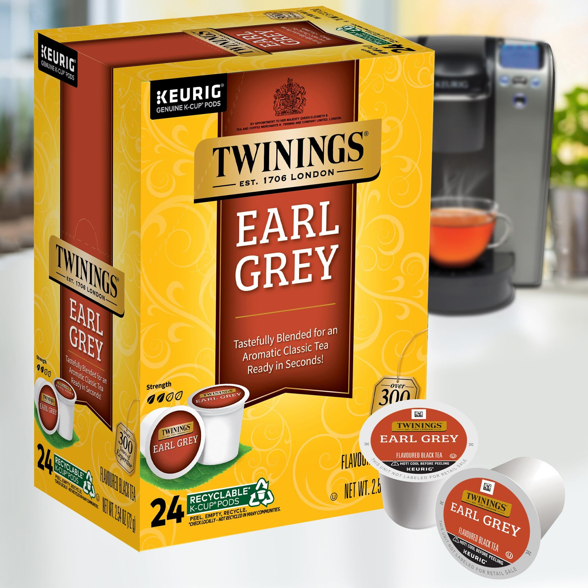 Twinings Earl Grey K-Cup Pods For Keurig, Caffeinated Black Tea Flavoured With Citrus And Bergamot, 24 Count (Pack Of 1), Enjoy Hot Or Iced | Packaging May Vary
