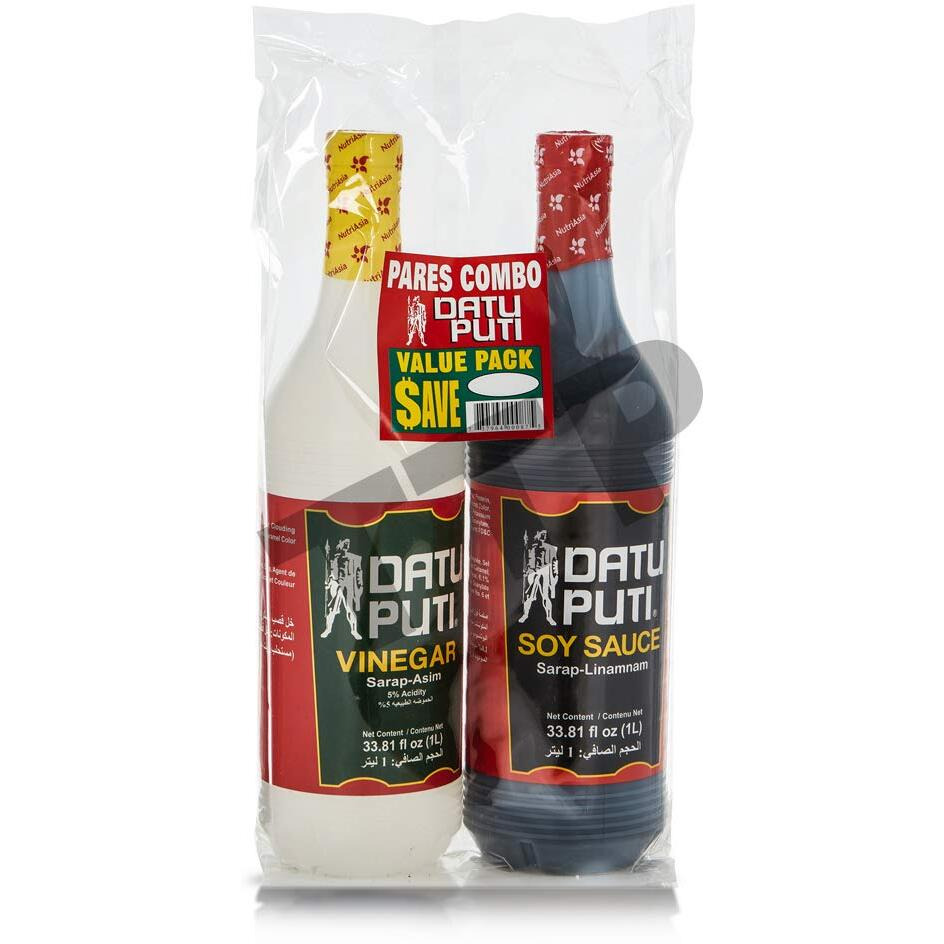 Datu Puti Vinegar And Soy Sauce Value Pack - 1 Liter Bottle Of Each
