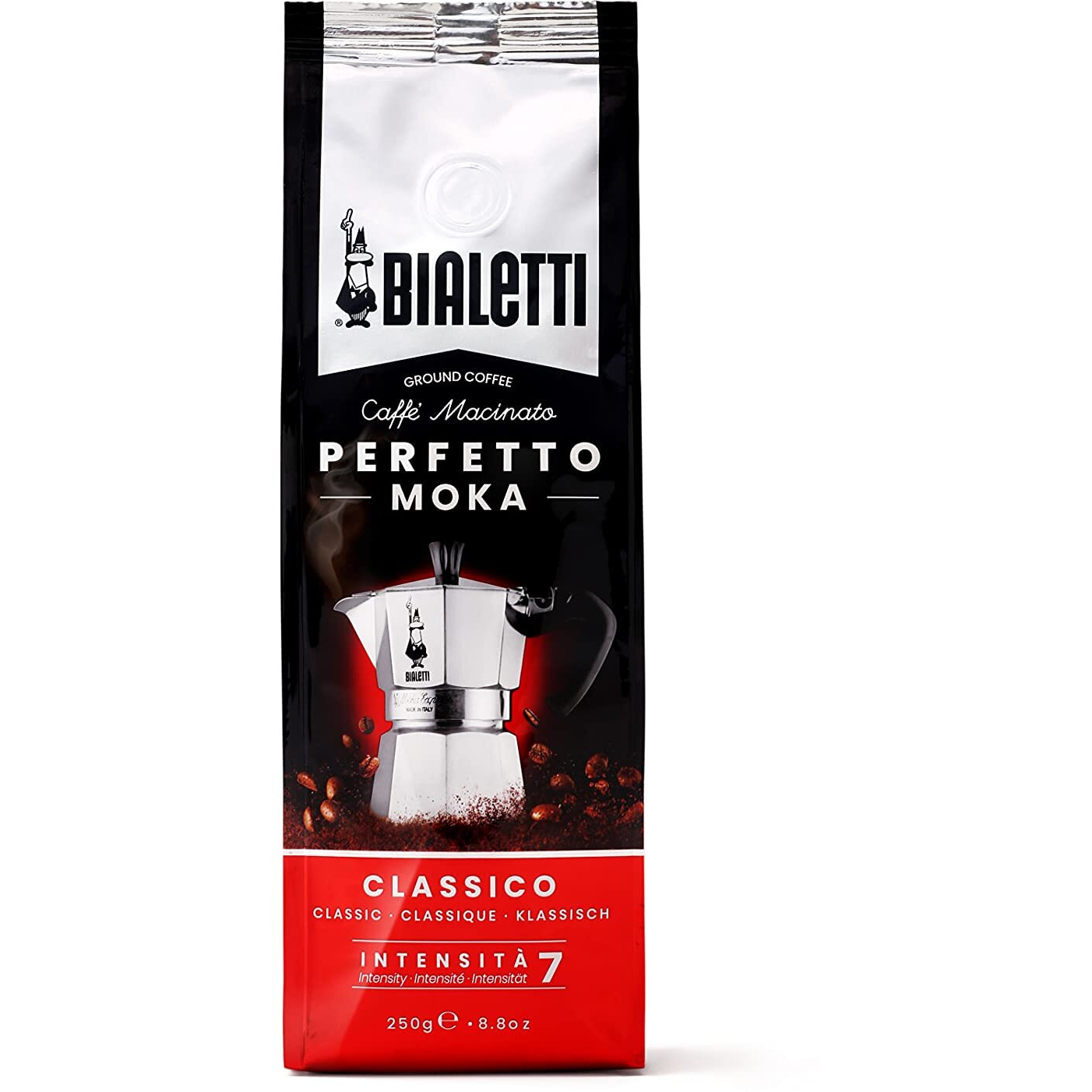 Bialetti Caffe Italian Roasted - 8.8 Oz Espresso Ground Coffee - Classico Perfect For Moka - Intensity 7