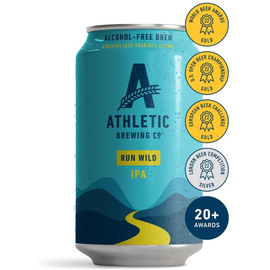 Athletic Brewing Company Craft Non-Alcoholic Beer - 24 Pack X 12 Fl Oz Cans - Run Wild Ipa - Low-Calorie, Award Winning - The Ultimate Sessionable Ipa Subtle Yet Complex Malt Profile