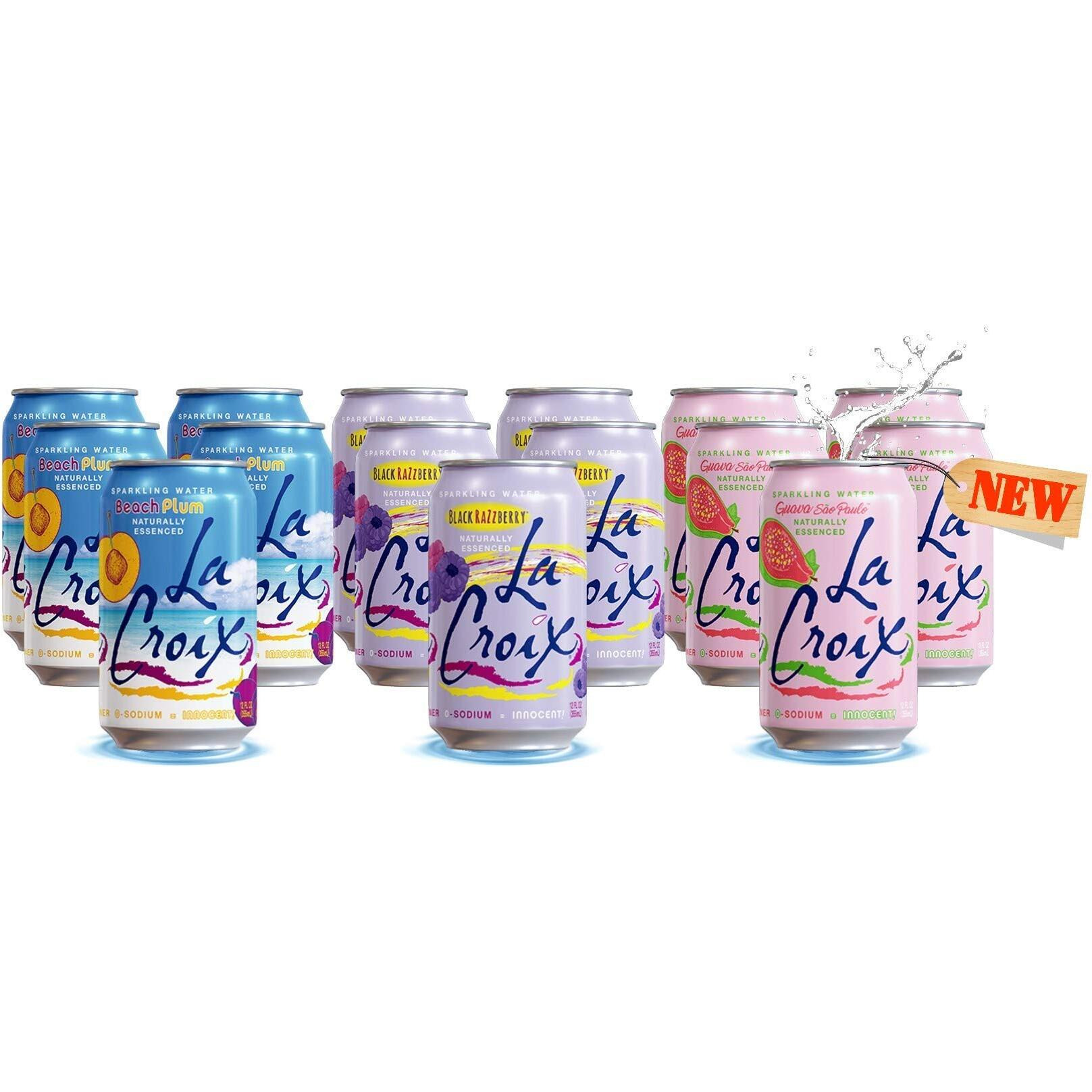La Croix Sparkling Water - Variety Pack | 3 New Summer Flavors | Beach Plum, Black Raspberry, Guava Sao Paolo. Naturally Essenced Flavored Water, 12 Fl Oz (Pack Of 15)