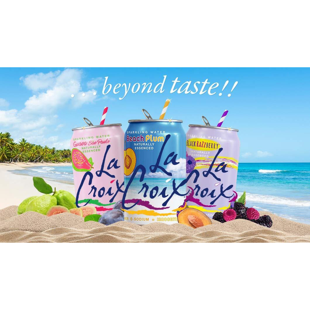 La Croix Sparkling Water - Variety Pack | 3 New Summer Flavors | Beach Plum, Black Raspberry, Guava Sao Paolo. Naturally Essenced Flavored Water, 12 Fl Oz (Pack Of 15)