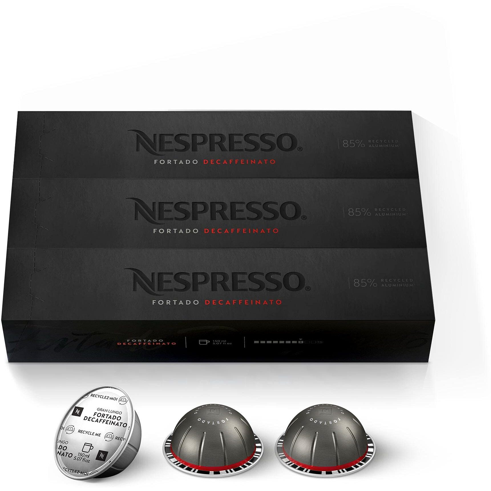 Nespresso Vertuo Fortado Decaffeinato, Gran Lungo, 40 Count Coffee Capsules