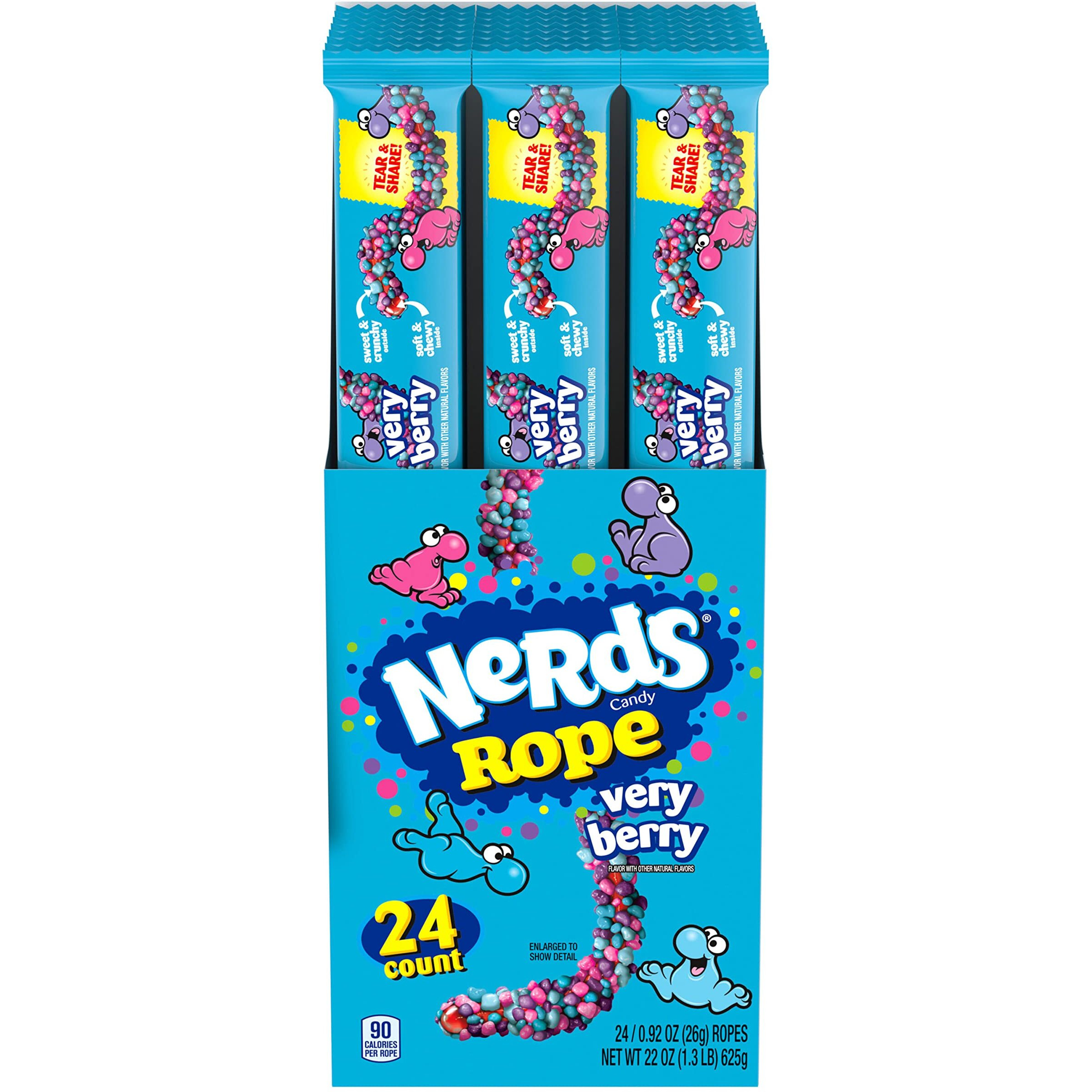 Nerds Rope Candy, Very Berry, 0.92 Ounce Ropes (Pack Of 24)
