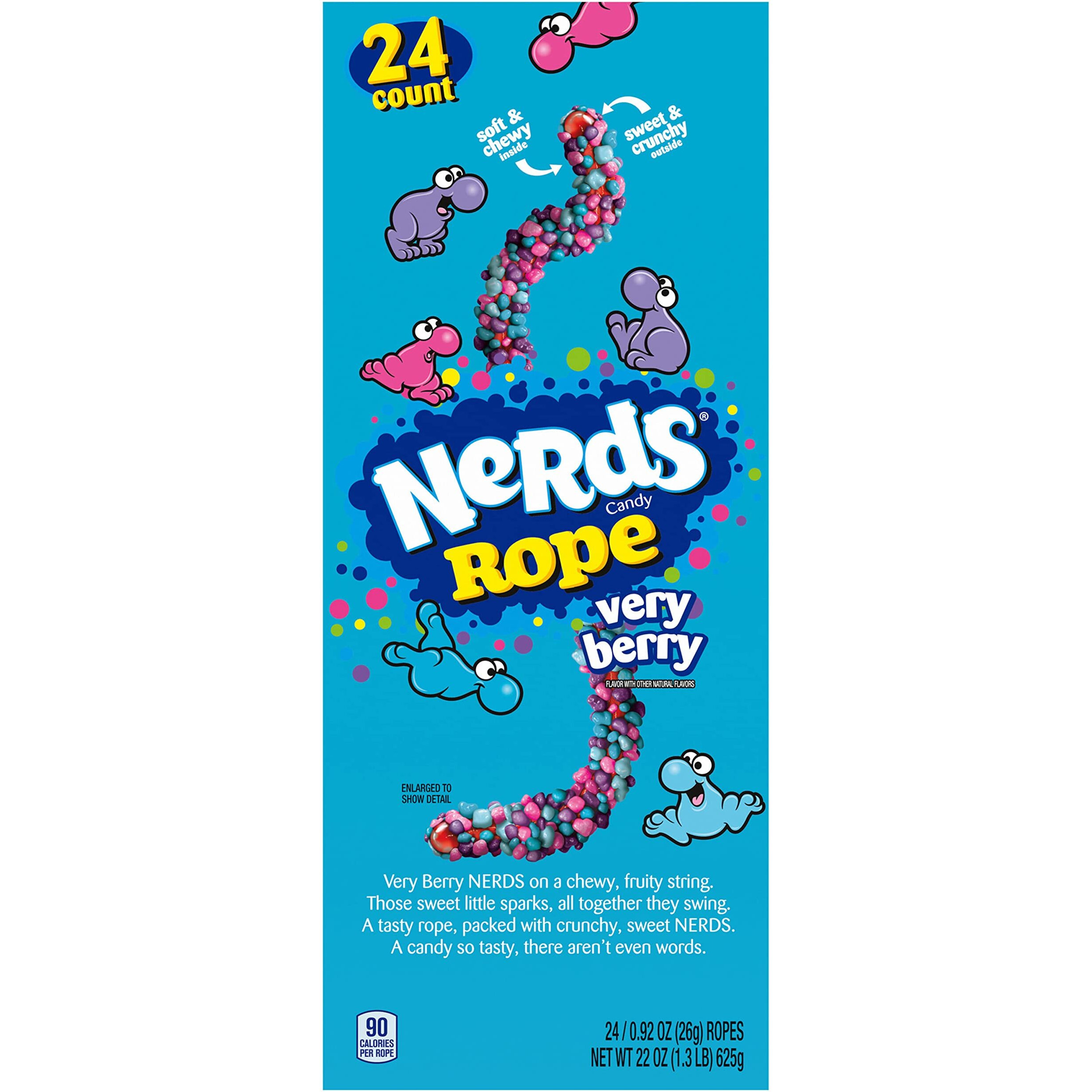Nerds Rope Candy, Very Berry, 0.92 Ounce Ropes (Pack Of 24)