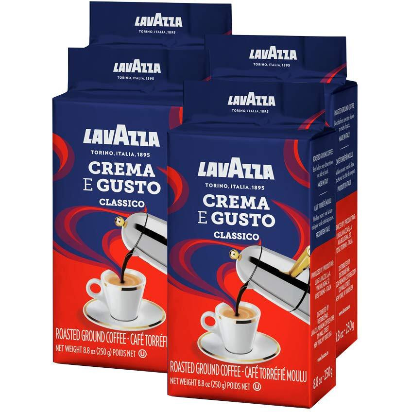 Lavazza Espresso Dark Roast Ground Coffee, 8.8Oz Bricks (4 Pack), Authentic Italian Blend Roasted In Italy, Non Gmo
