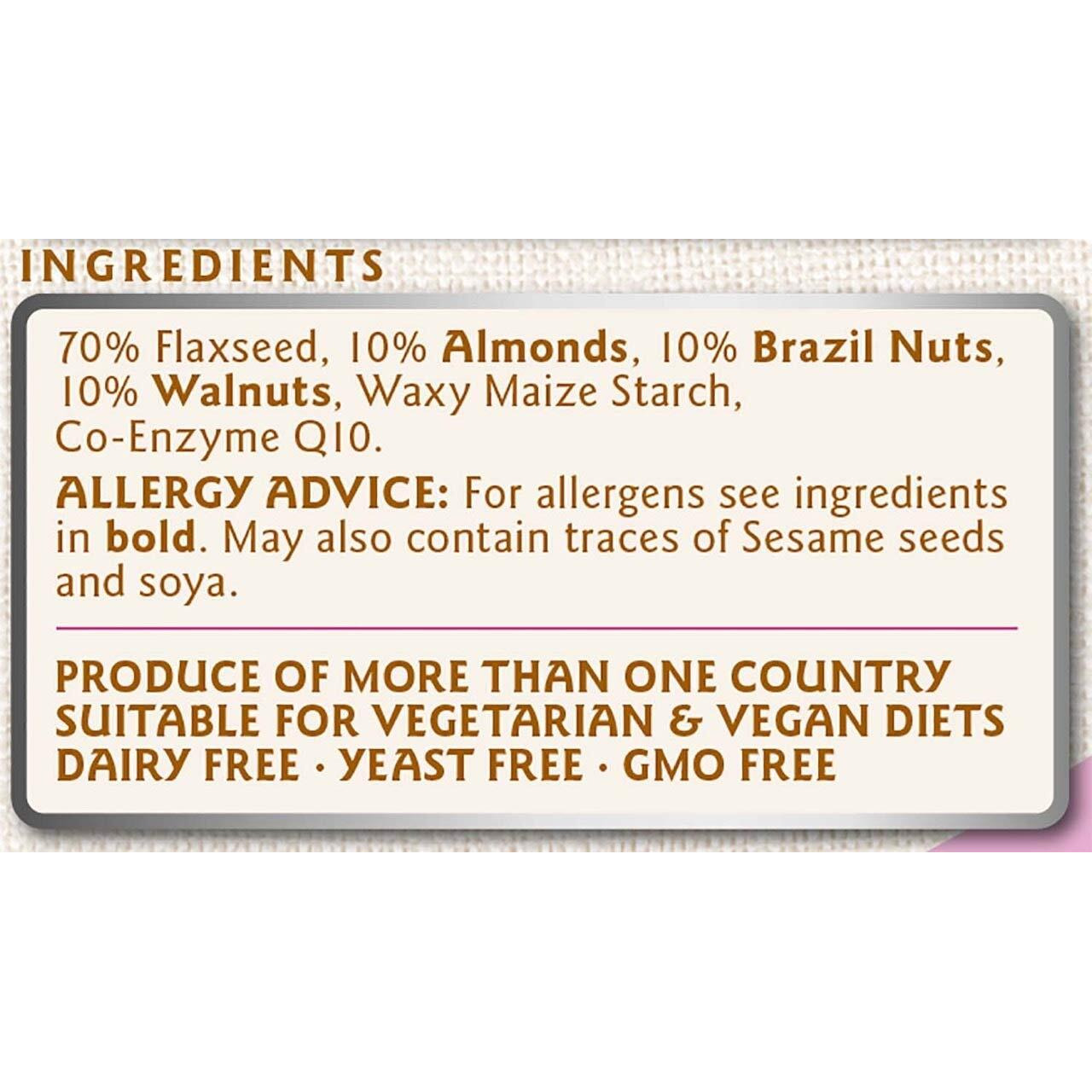 Linwoods Organic Milled Flaxseed, Almonds, Brazil Nuts, Walnuts And Co-Q10-360G