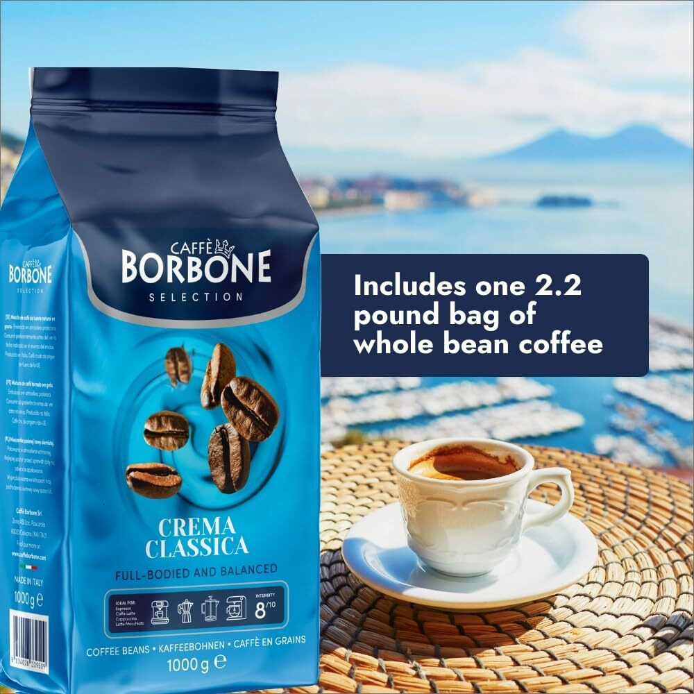 Caff Borbone Medium Roast Whole Bean Coffee - Crema Classica - Premium Selection Of Arabica And Robusta Blends - 2.2 Pound (Pack Of 1)