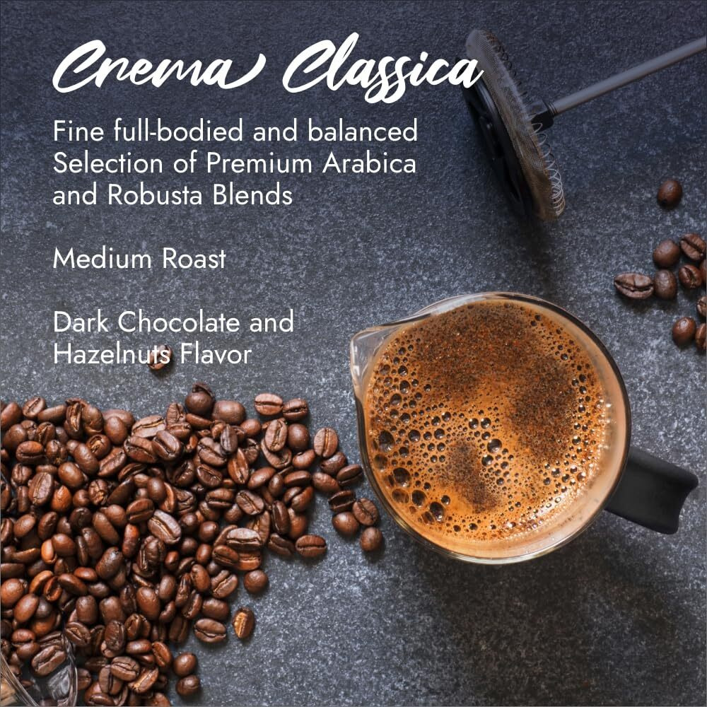 Caff Borbone Medium Roast Whole Bean Coffee - Crema Classica - Premium Selection Of Arabica And Robusta Blends - 2.2 Pound (Pack Of 1)