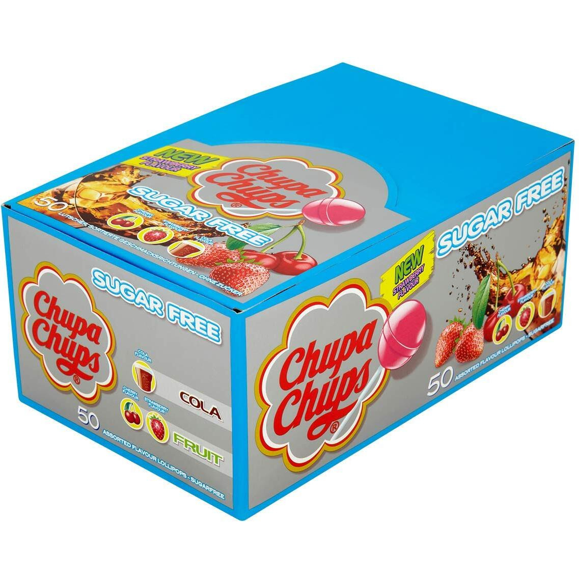 50 X Chupa Chups Sugar Free Lolly Assorted Flavours