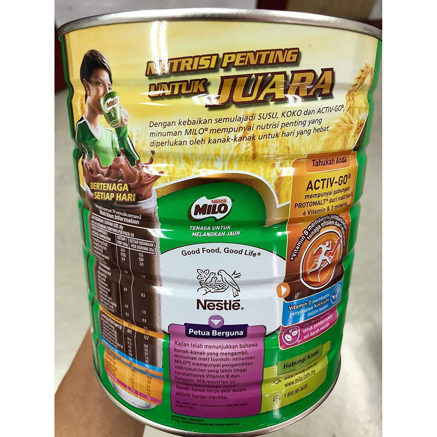 Nestle Milo Malaysia 3.3 Pound (1.5Kg) Halal Beverage Mix Chocolate Malt Powder Tin Can Fortified Powder Energy Drink Cocoa