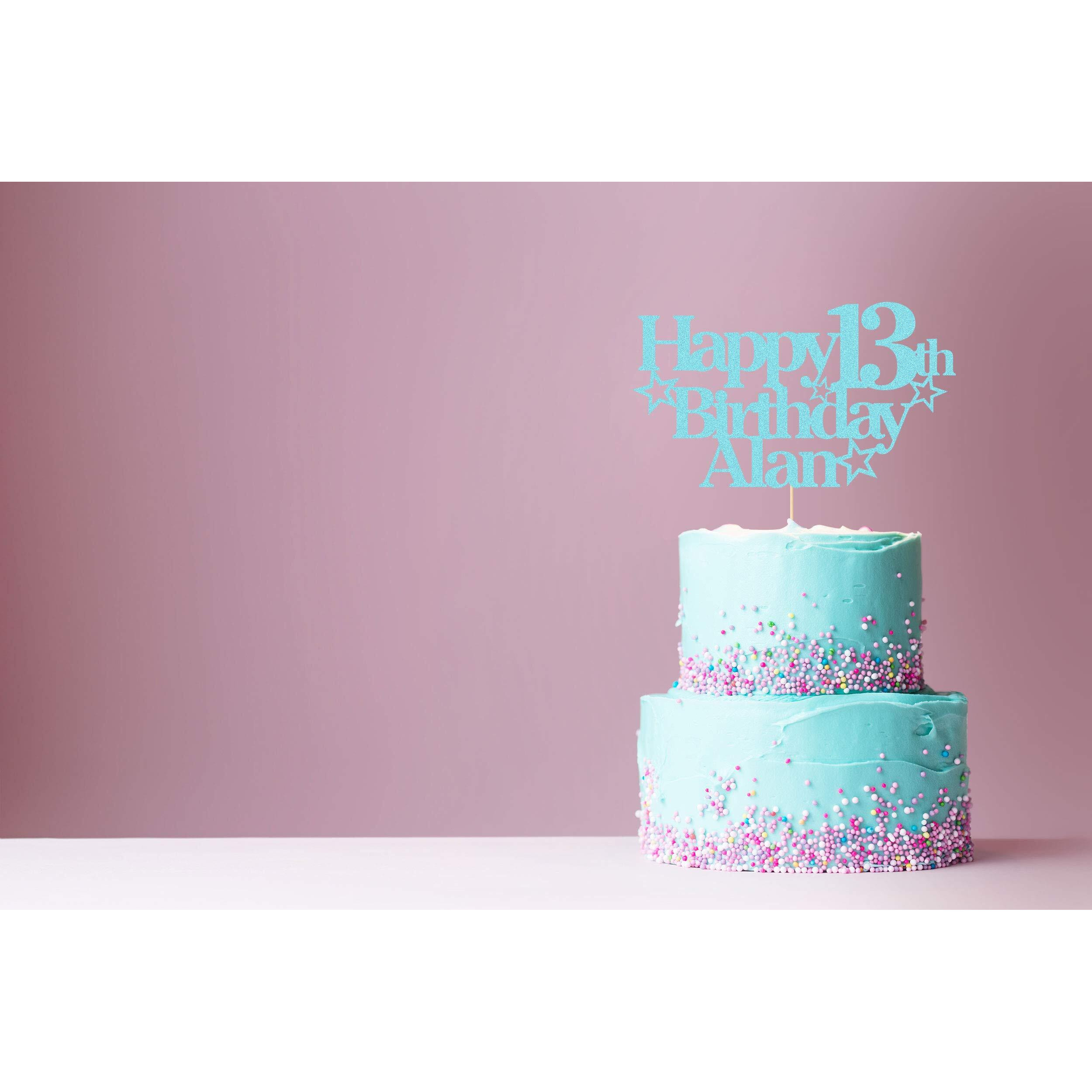 Personalized Happy Birthday Cake Topper | Custom Party Decoration With Any Name Any Age | Multicolor Glitter Cake Topper 13Th 16Th 18Th 21St 30Th 50Th 60Th 80Th (Baby Pink)