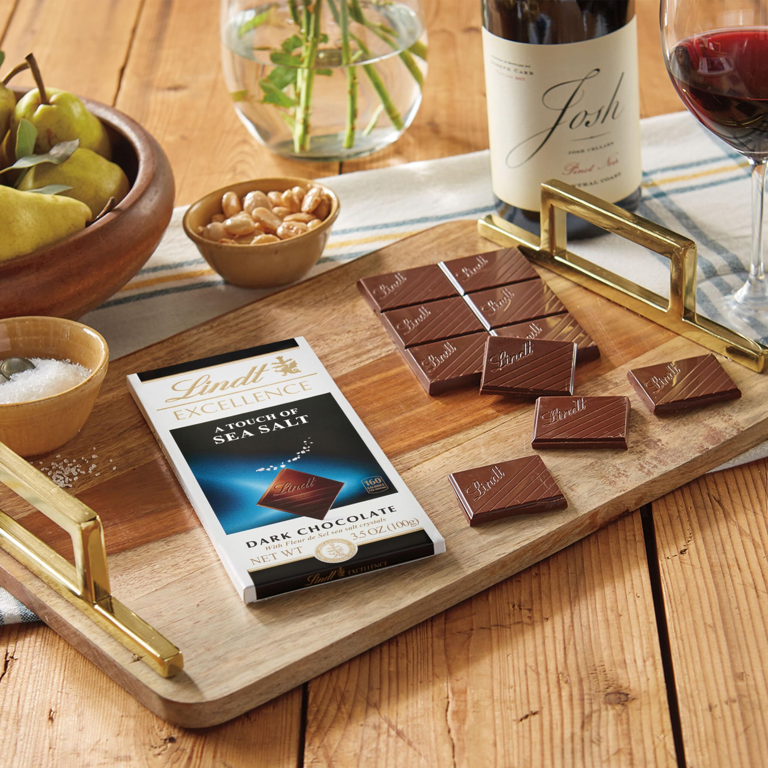 Lindt Excellence Sea Salt Dark Chocolate Bar, Dark Chocolate Candy With A Touch Of Sea Salt, 3.5 Oz. Bar (12 Pack)