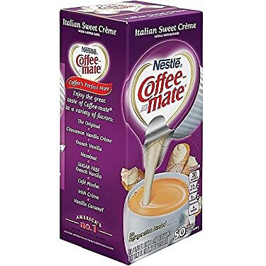 Coffee-Mate 84652 Liquid Coffee Creamer, Italian Sweet Creme, 0.375 Oz Cups (Box Of 50)