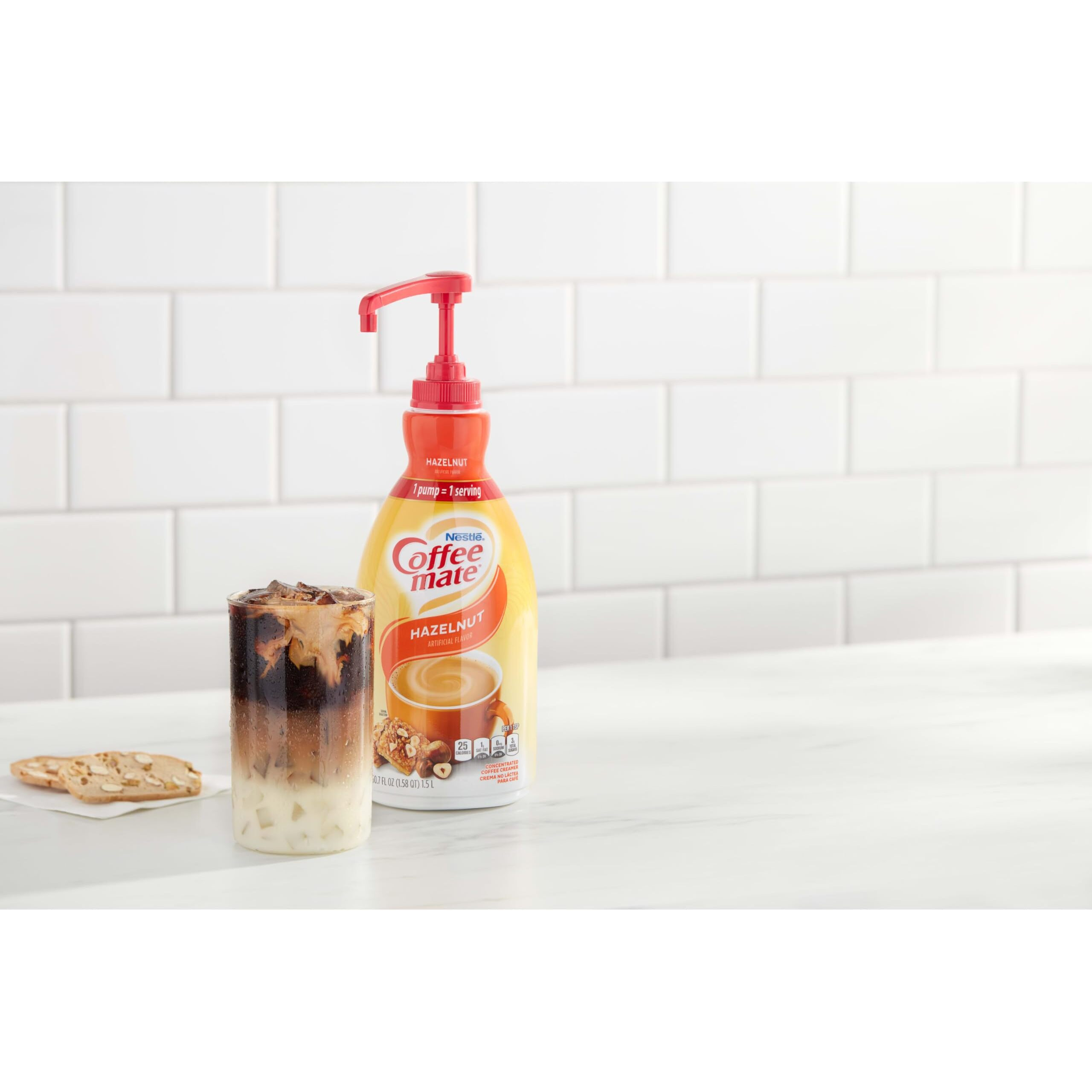Nestle Coffee Mate Coffee Creamer, Hazelnut, Concentrated Liquid Pump Bottle, Non Dairy, No Refrigeration, 50.7 Fl Oz (Pack Of 2)