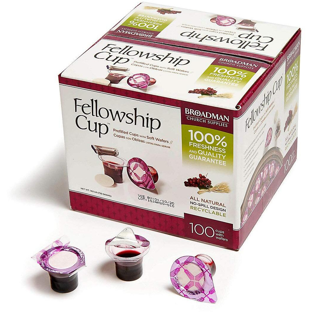 Broadman Church Supplies Pre-Filled Communion Fellowship Cup, Juice And Wafer Set, 100 Count