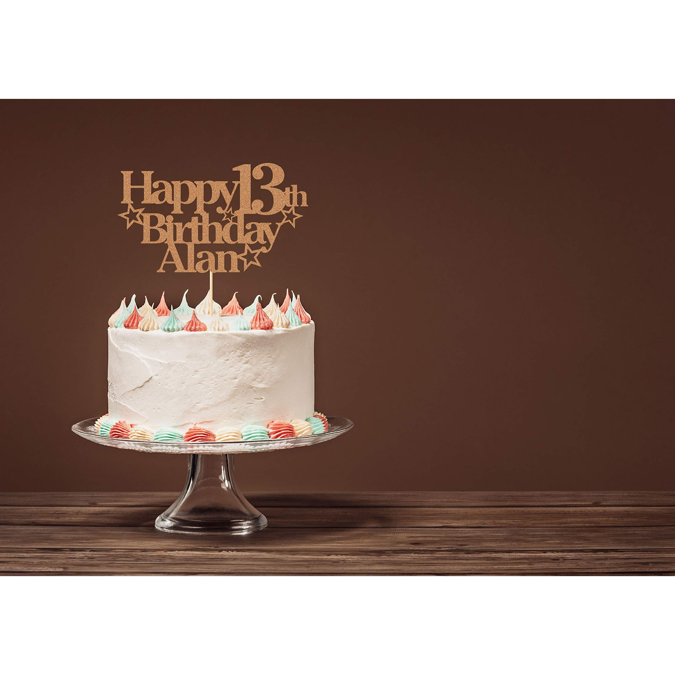 Personalized Happy Birthday Cake Topper | Custom Party Decoration With Any Name Any Age | Multicolor Glitter Cake Topper 13Th 16Th 18Th 21St 30Th 50Th 60Th 80Th (Green)