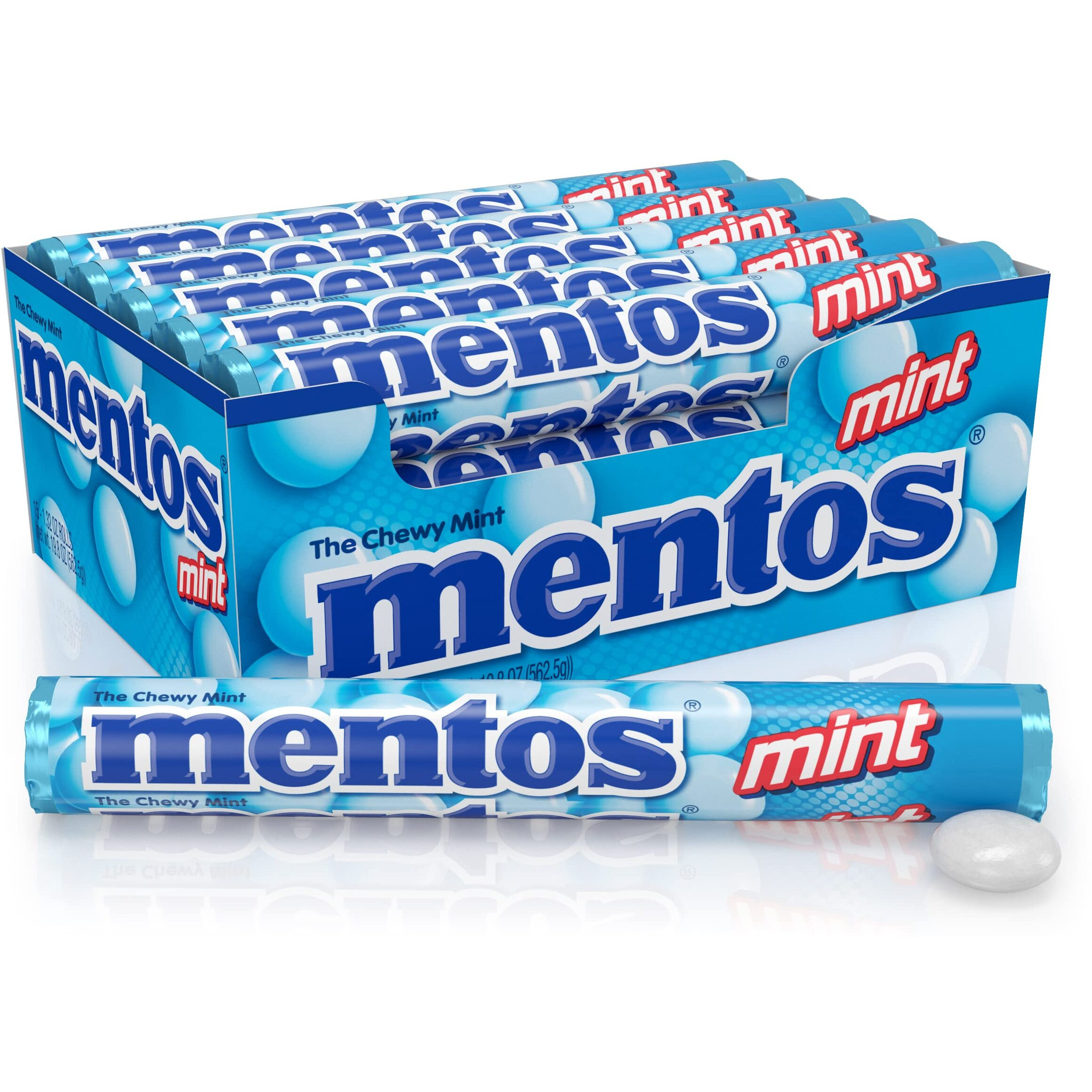 Mentos Chewy Mint Candy Roll, Mint, Non Melting, Party, 14 Count (Pack Of 15) - Packaging May Vary