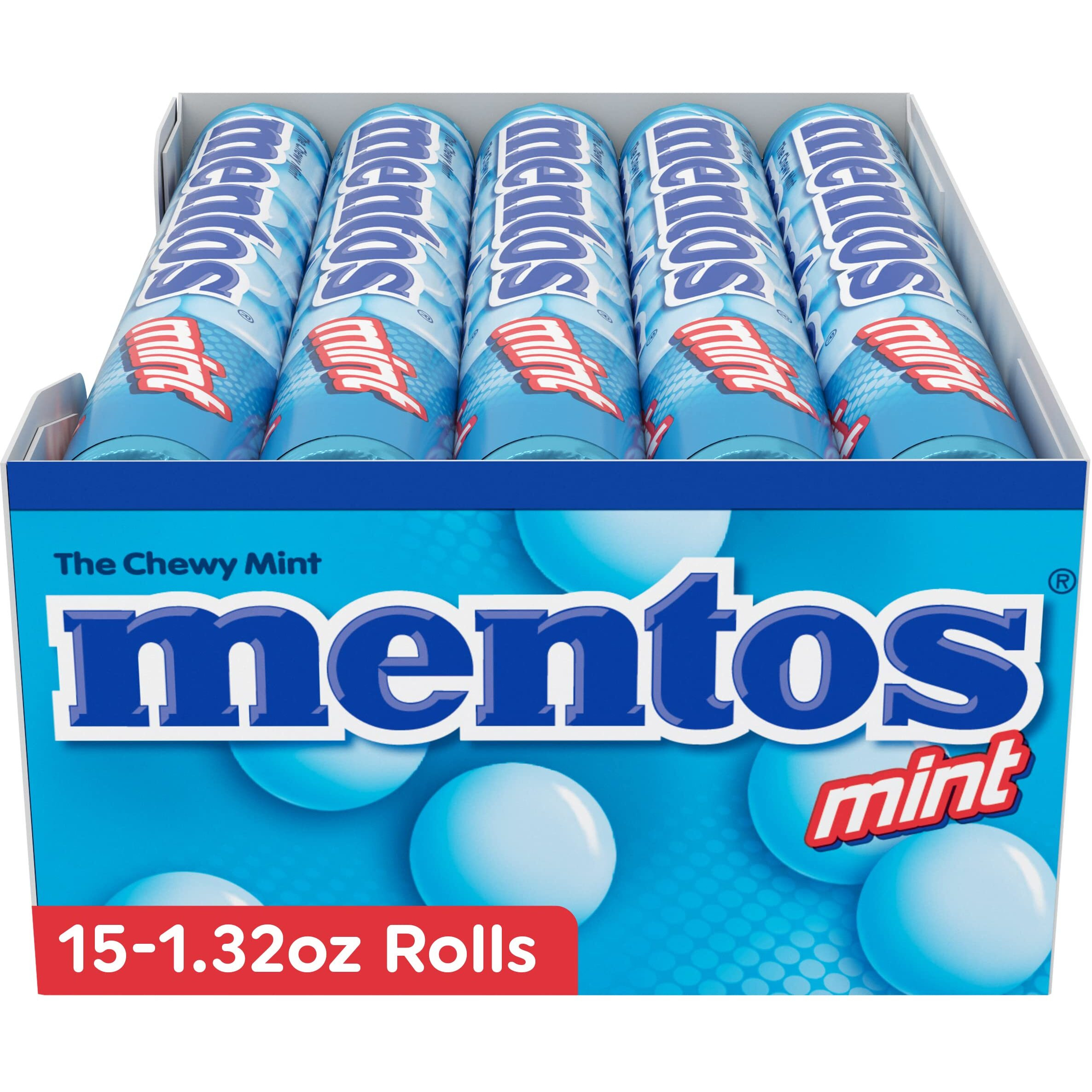 Mentos Chewy Mint Candy Roll, Mint, Non Melting, Party, 14 Count (Pack Of 15) - Packaging May Vary