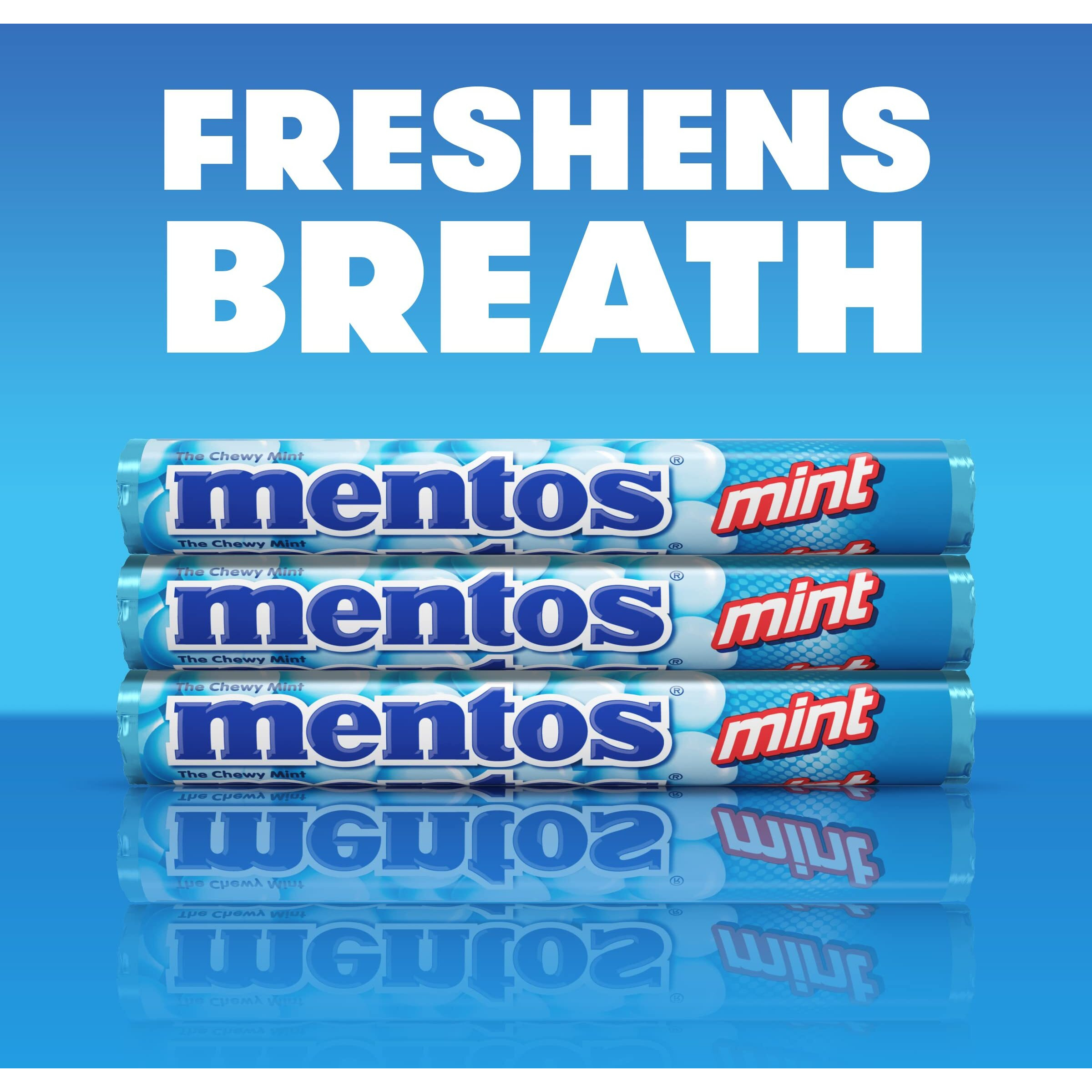 Mentos Chewy Mint Candy Roll, Mint, Non Melting, Party, 14 Count (Pack Of 15) - Packaging May Vary